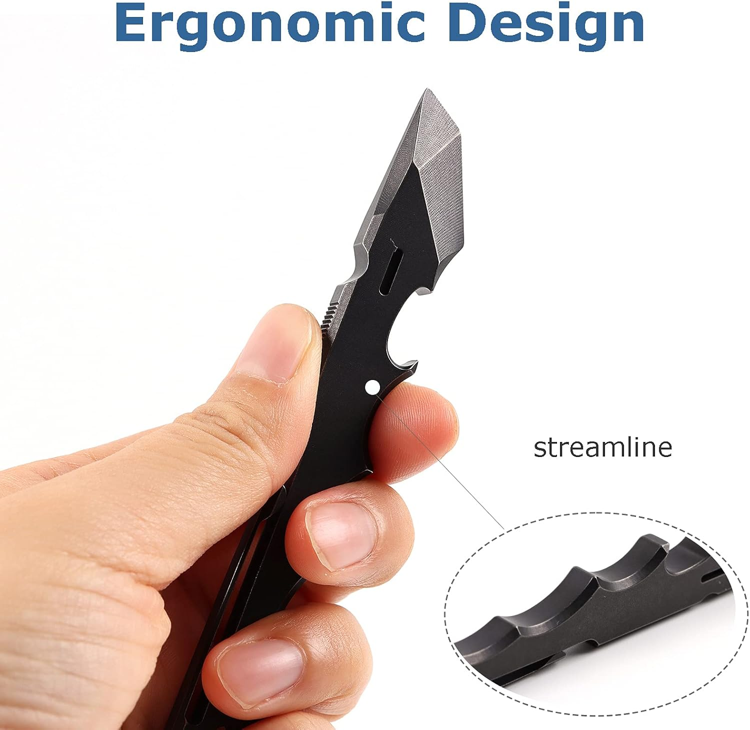 Titanium Pry Bar EDC Multi Tool with Bottle Opener Box Opener Clip Function (Black)