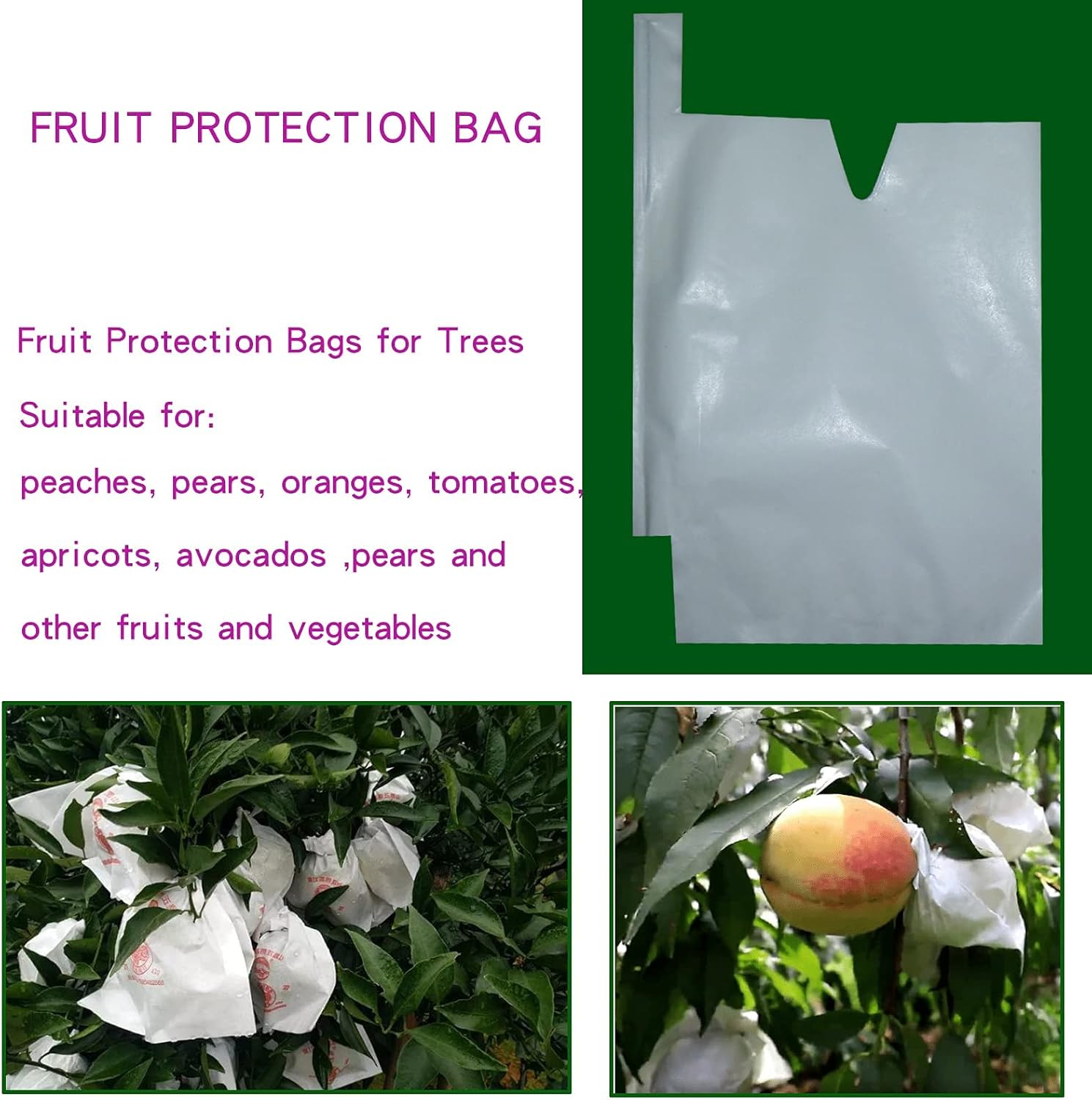 Houwana Fruit Protection Paper Bags 100Pcs White Protection Cover Bags 6.2X7.7Inch, Fruit Bags for Fruit Trees, Orchard, Trees, Frost, Plants (16X20) image number 6