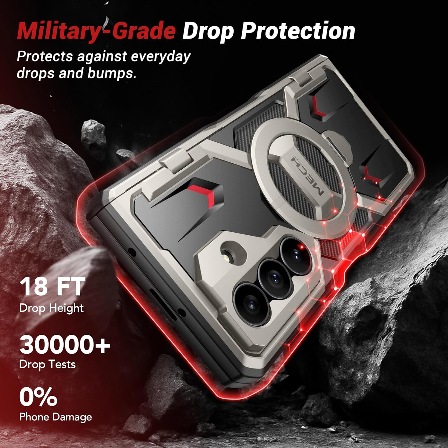 TONGATE 360&deg; Spin Magnetic Stand for Z Fold 7 Case with Privacy Screen Protector, [Compatible with Magsafe] [Anti Spy] [360&deg; Ring Holder] Full-Body Shockproof Case for Samsung Galaxy Z Fold 7, Tigray