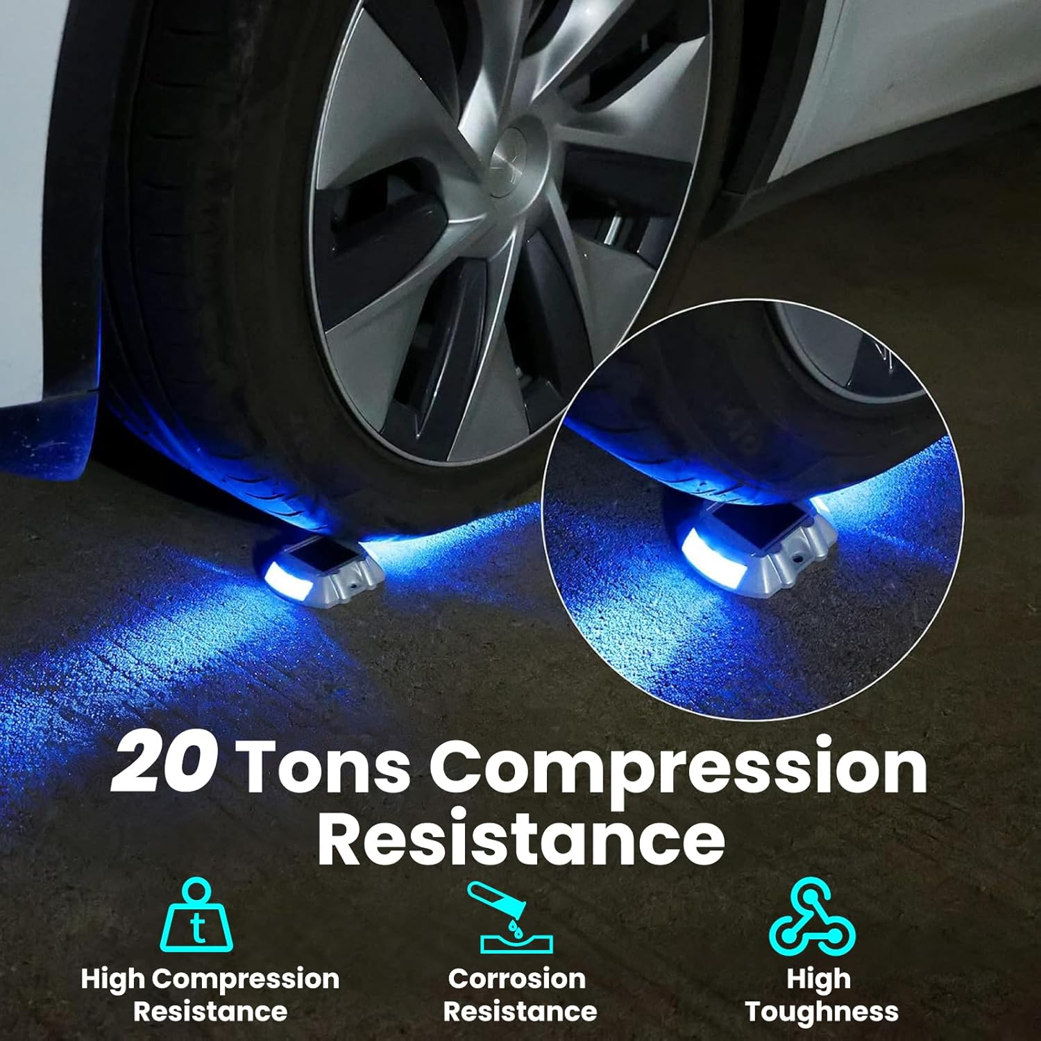 Brightark Driveway Lights, Driveway Solar Lights, Blue Solar Garden Light Deck Lights for Garden Step Sidewalk Stair Ground Pathway, 2 Pack image number 2