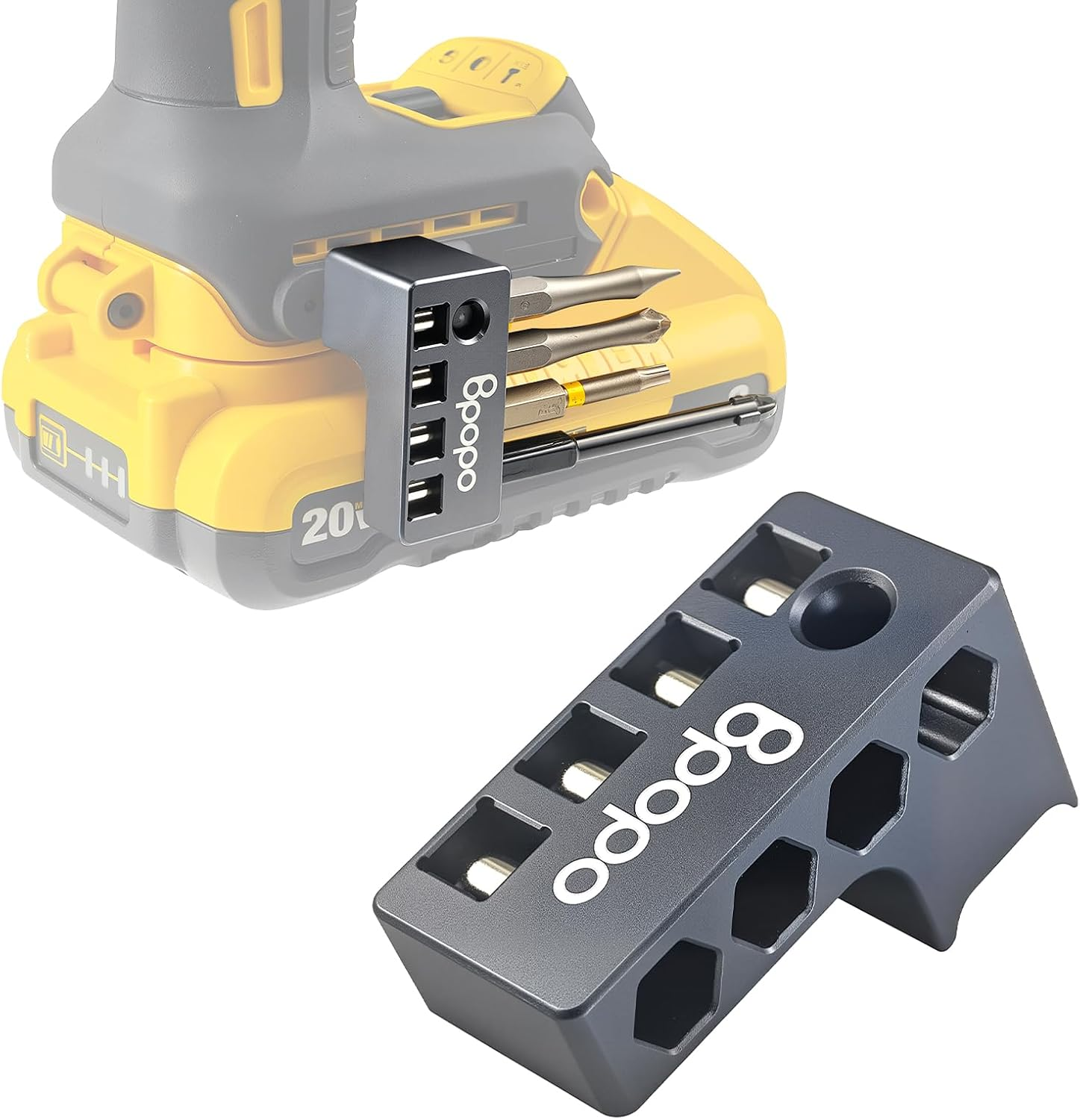 Aluminum 1/4-Inch Hex Bits Holders Fit for Dewalt Wrox Cordless Impacts Screwdrivers, Powerful Magnet Drill Bit Sleeve Organizer,Easy Access to Hex Screw Bit Storage on Side of Power Drill,Right Side