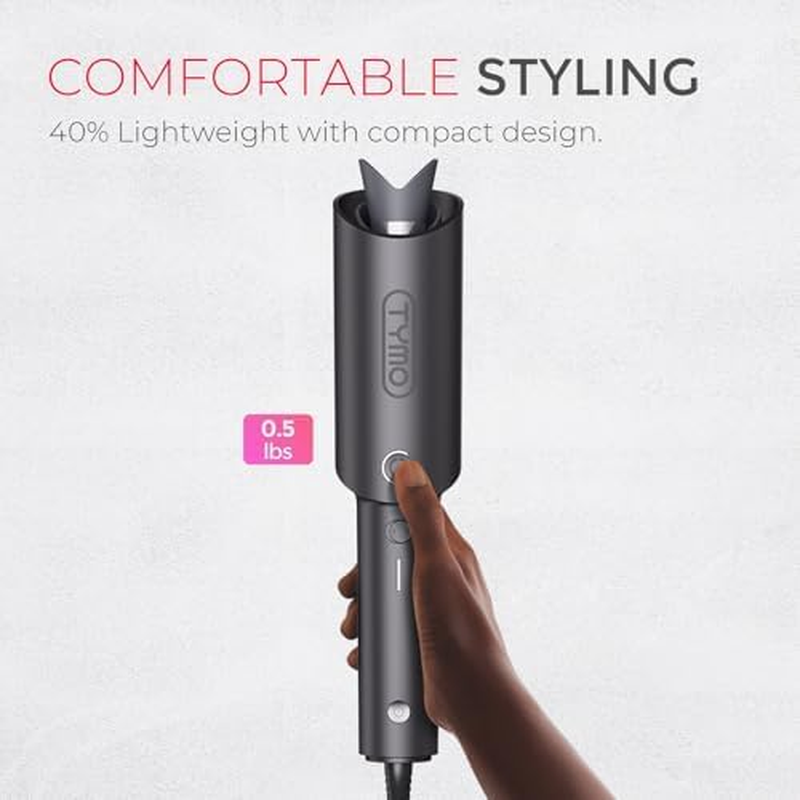 TYMO CURLPRO Automatic Curling Iron - Beach Waves Curling Wand with Ceramic Barrel, 500 Million Ionic, Dual Voltage & Lightweight for Travel, Metallic Grey, 25Mm image number 2
