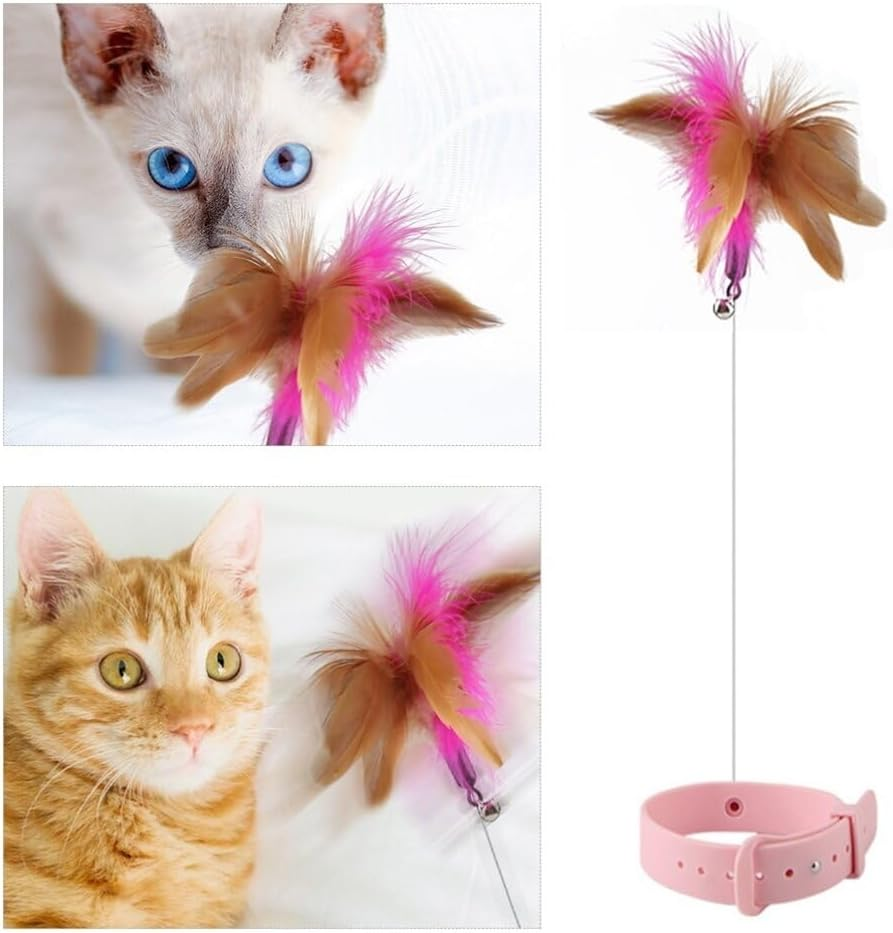 Alipis Interactive Cat Wands Cat Teaser Wand Collar Toys Silicone Collar Hands Toy Interactive Kitten Toys with Bell for Play and Exercise Interactive Cat Toys image number 5