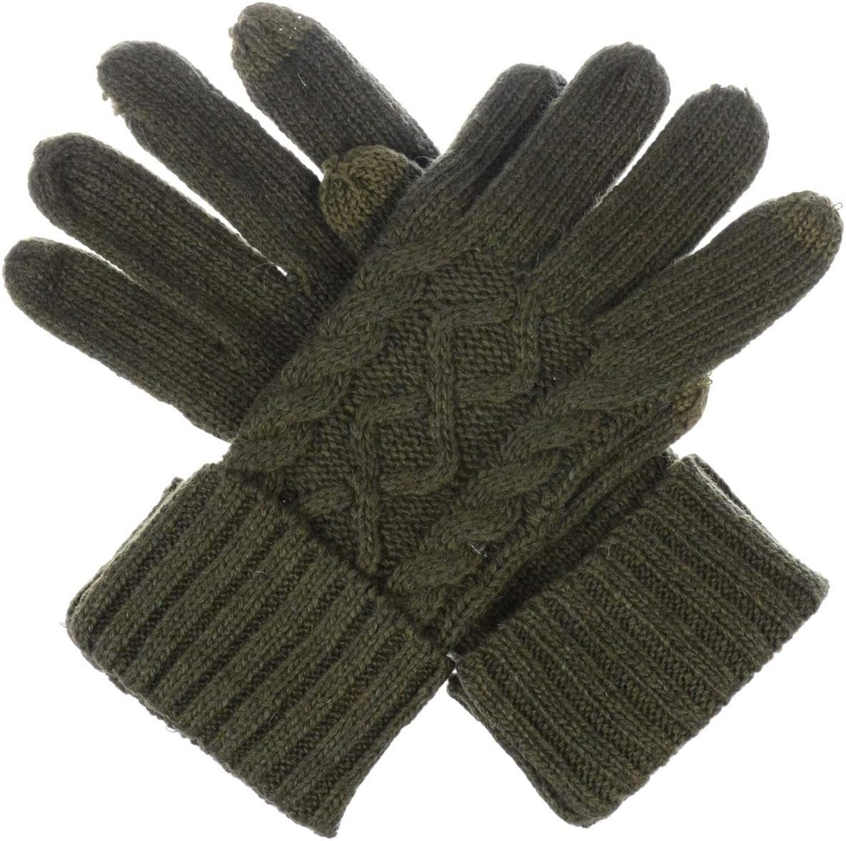 Womens Winter Cable Knit Texting Gloves for All Touchscreen Devices Smartphone Tablet image number 3