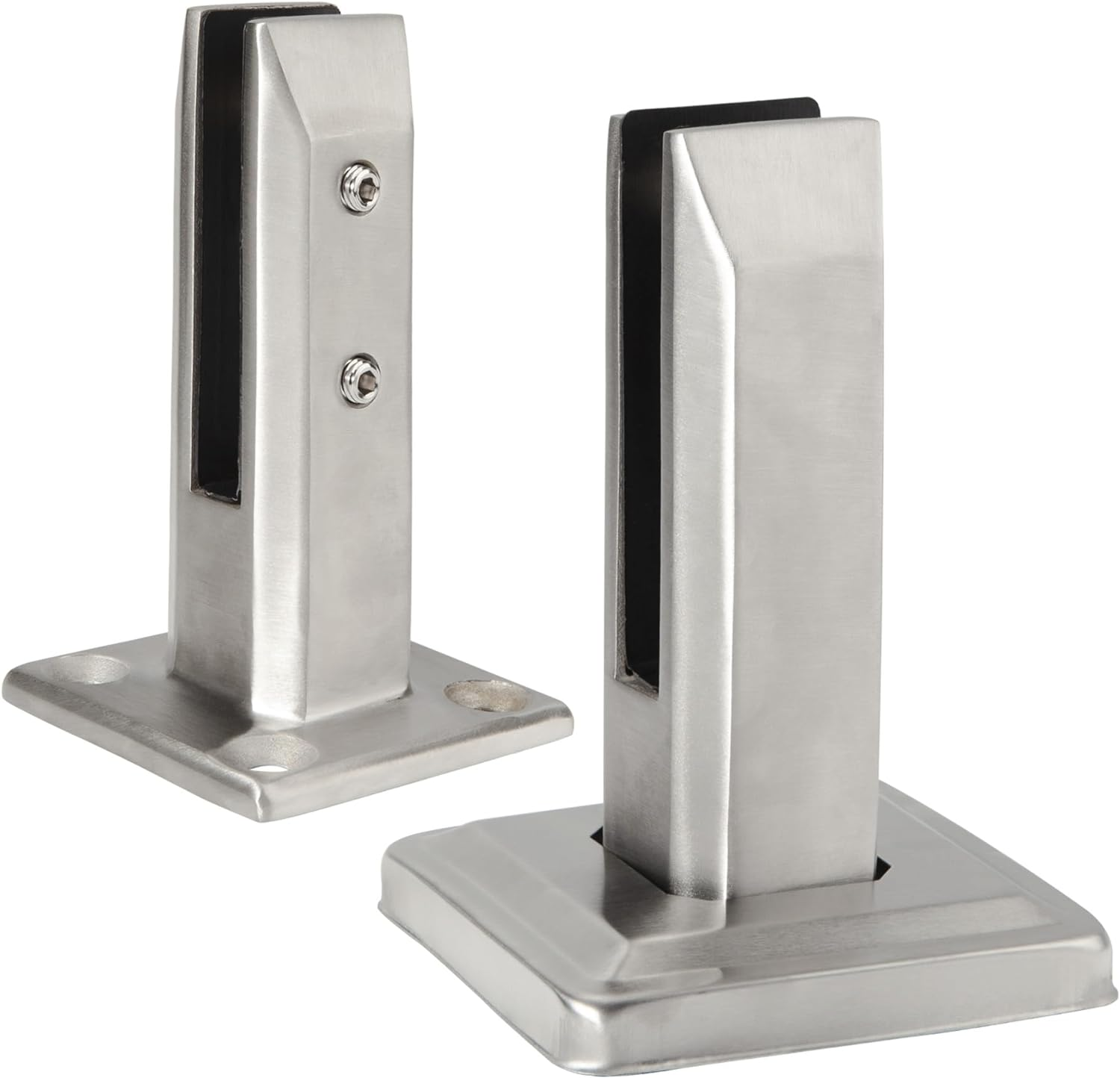 2Pieces Glass Railing Clamp for 10Mm 12Mm 304 Stainless Steel Spigot Clip Heavy Duty Sliver Square Holder for Fence Swimming Pool Courtyard Balcony Stairs (1/2In 3/8In Glass) image number 4