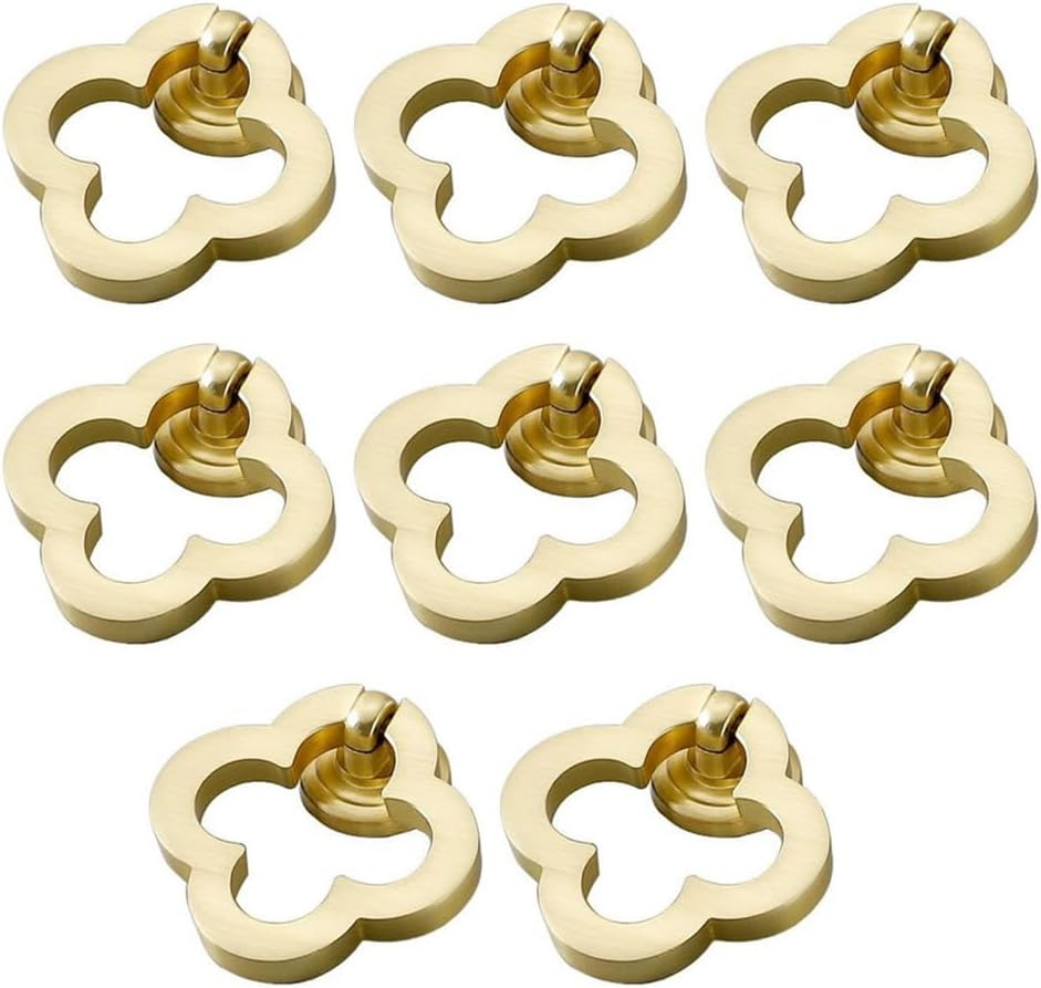 8 Pack Gold Cabinet Handles 2 Inch Drawer Knobs Zinc Alloy Single Hole Pulls and Knobs for Dresser 55Mm Brushed Gold Ring Cupboard Knobs for Drawers Cabinet Kitchen Bathroom image number 6