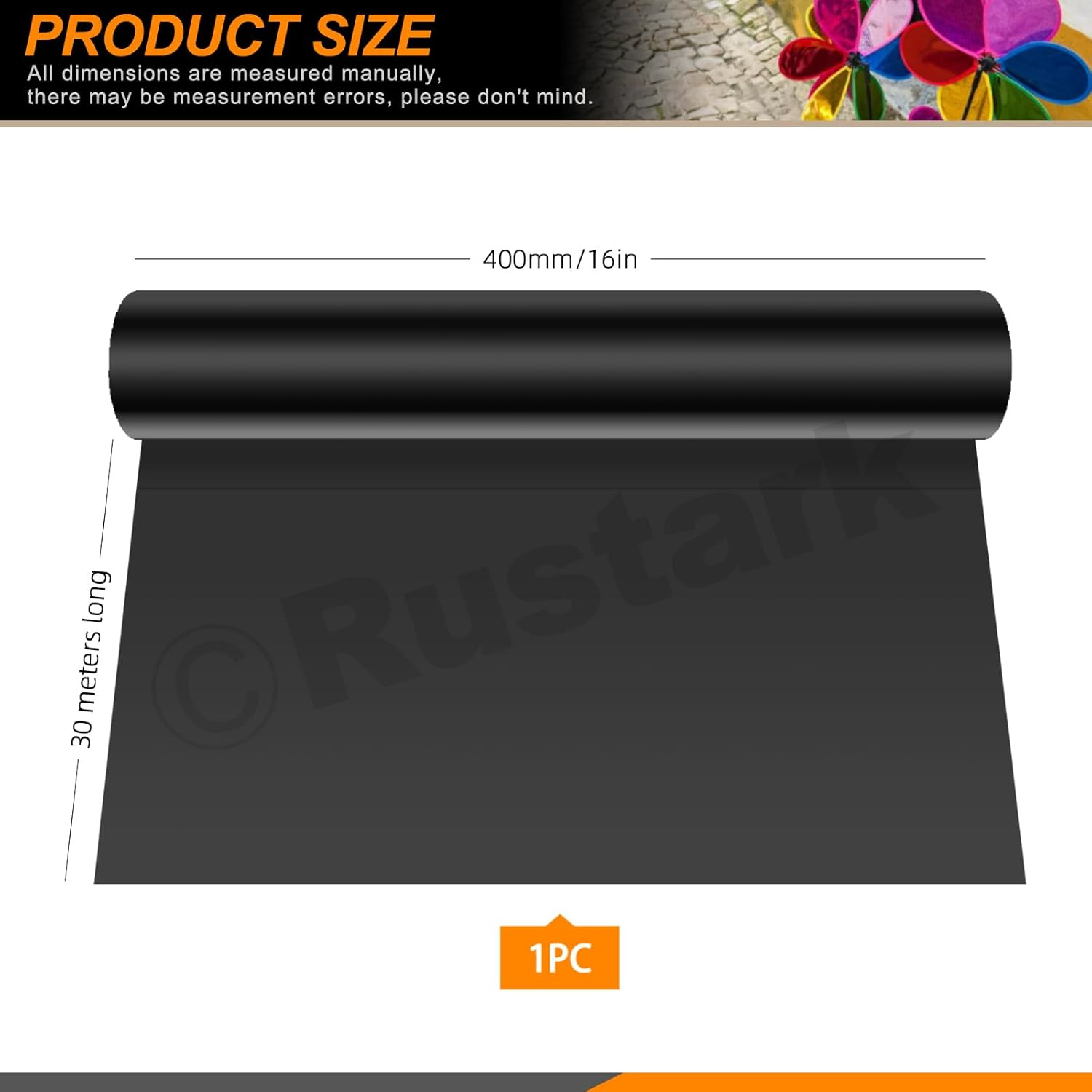Rustark 1 Roll 40Cmx30M / 15.7Inx100Ft Black Cellophane Wrap Roll Thick Cellophane Transparent Cello Wrapping Paper Colored Cellophane Wrap for Gift Wrapping Craft Flower Bouquet Baskets Decoration image number 3