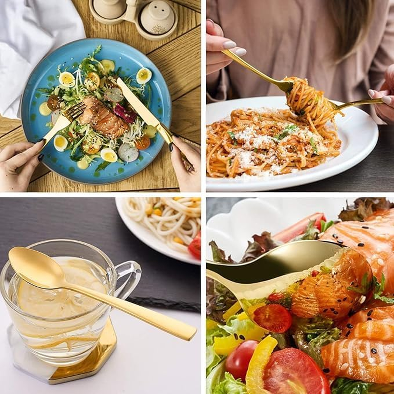 Bliss Gifts & Homewares Stainless Steel Cutlery Set & Wooden Box I Flatware Utensil Knife, Fork, Spoon with Storage Case I Food Safe, Non-Magnetic I for Wedding Party Dinner Table (Gold) image number 1