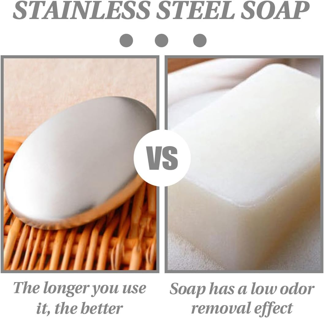 DWFEYOI 2 Pieces for Removing Odour Onions, Fish Garlic, Strong Odours from Hands, Kitchen Aid, Odour-Neutralising, Brushed Stainless Steel Soap, Stainless Steel Soap, Soap Mill, Solid Soap image number 5