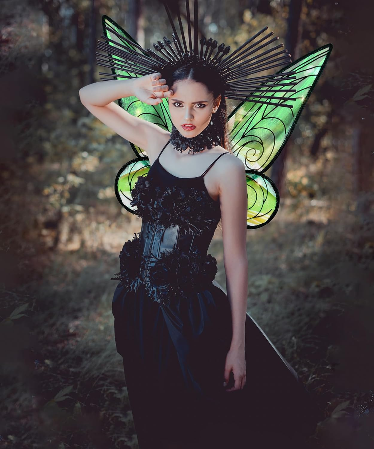 2Pcs Adult Fairy Wings, Sparkling Sheer Butterfly Wings for Adults Birthday Halloween Costume Dress up for Kids Girls Women image number 5