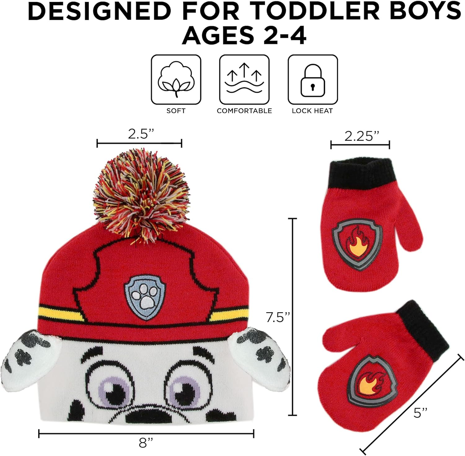 Nickelodeon Boys Paw Patrol Character Beanie Hat and Mittens Set Winter Accessory Set - - Age 2-4 image number 1