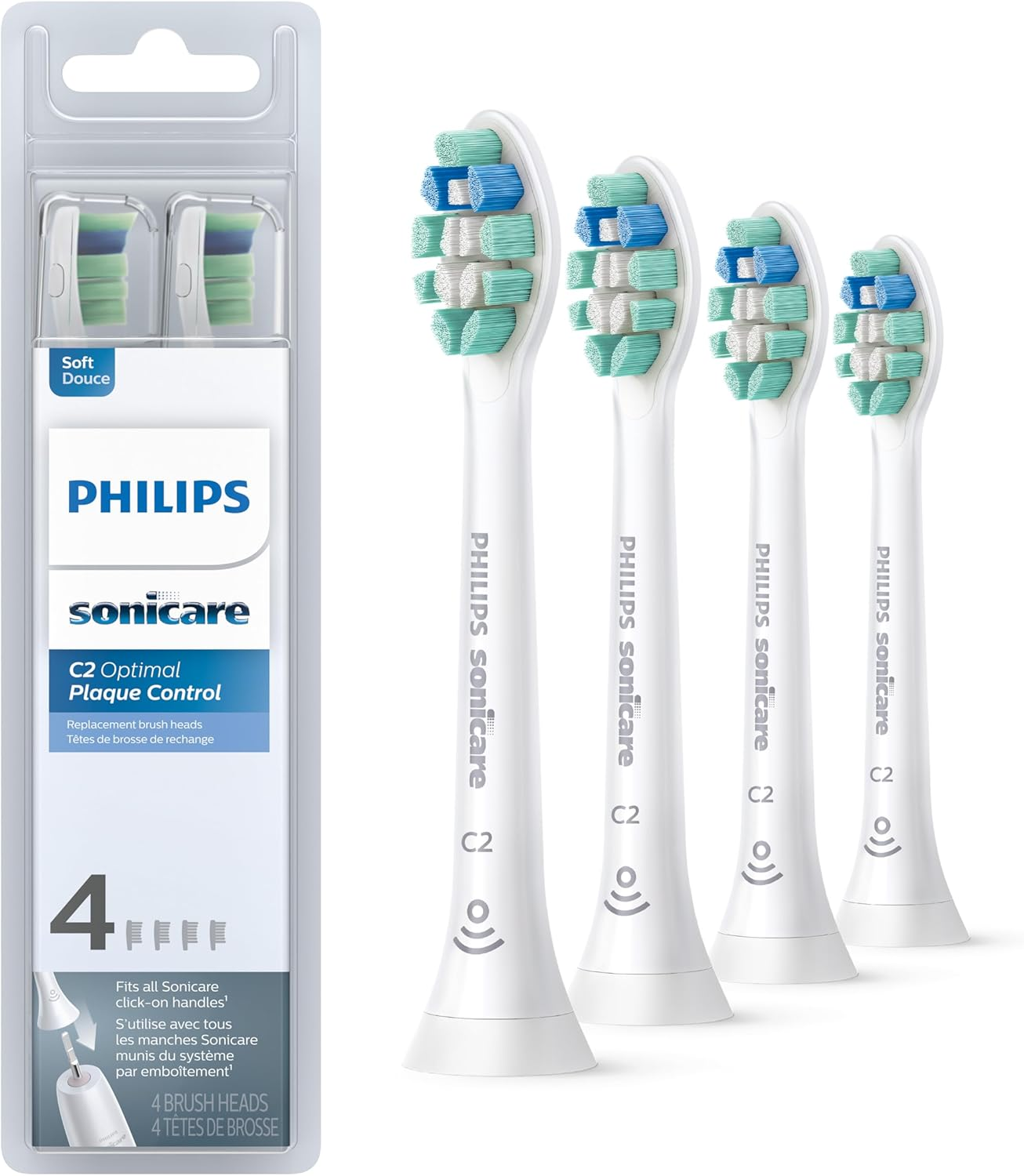 Philips Sonicare Optimal Gum Care Replacement Toothbrush Heads, Brushsync&trade; Technology, White 4-Pk, AMZ Exclusive, HX9034/65
