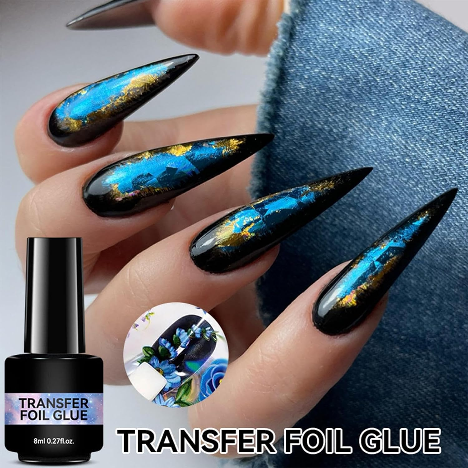 Nail Foil Glue - 8Ml Strong Adhesion - UV Light Needed Nail Foil Transfer Glue | for Women Home Salon Fingernails Stickers Adhesive Design Decoration image number 6