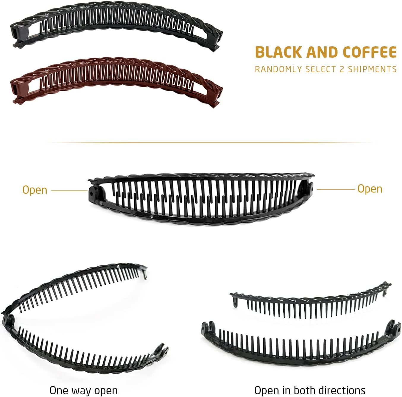 4 Pcs Banana Hair Clips, Double Combs Fishtail Pearl Hair Clip Hair Accessories, Retro Plastic Comb Grips Hair Comb Clips, DIY Hairstyles, for Thick Fluffy Hair, Curly Hair.