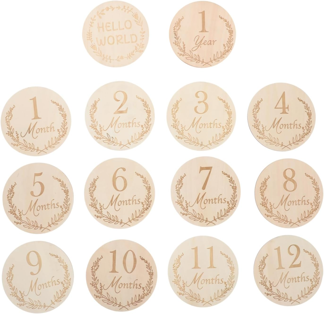 UPKOCH Baby Monthly Milestone Cards Wooden Photo Props 14Pcs for Baby'S Growth Album Keepsake Photography image number 3