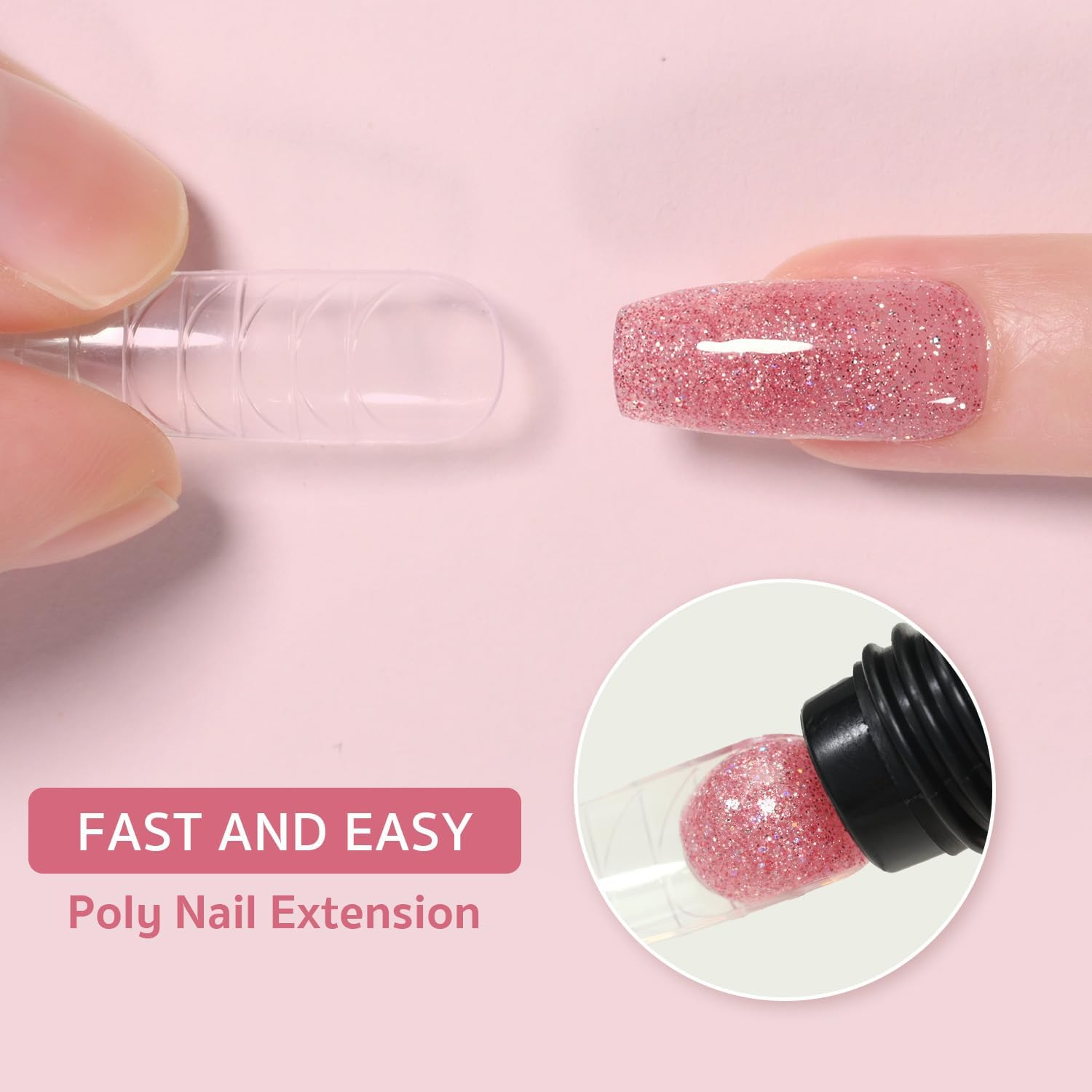 GAOY Poly Gel, 60G Nail Extension Gel, Pink Glitter Builder Gel Nail Enhancement Gel for Beginner & Professional Nail Art Salon DIY at Home image number 4