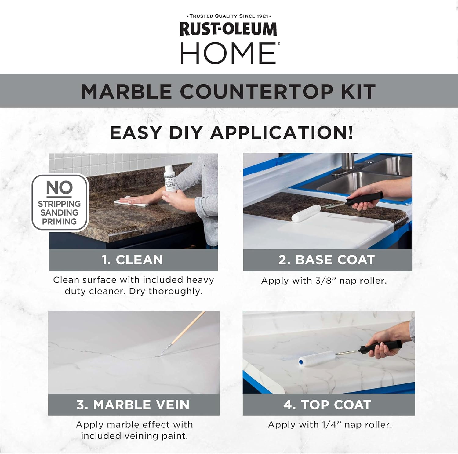 Rust-Oleum 384964 Home Marble Countertop Coating Kit, White image number 6