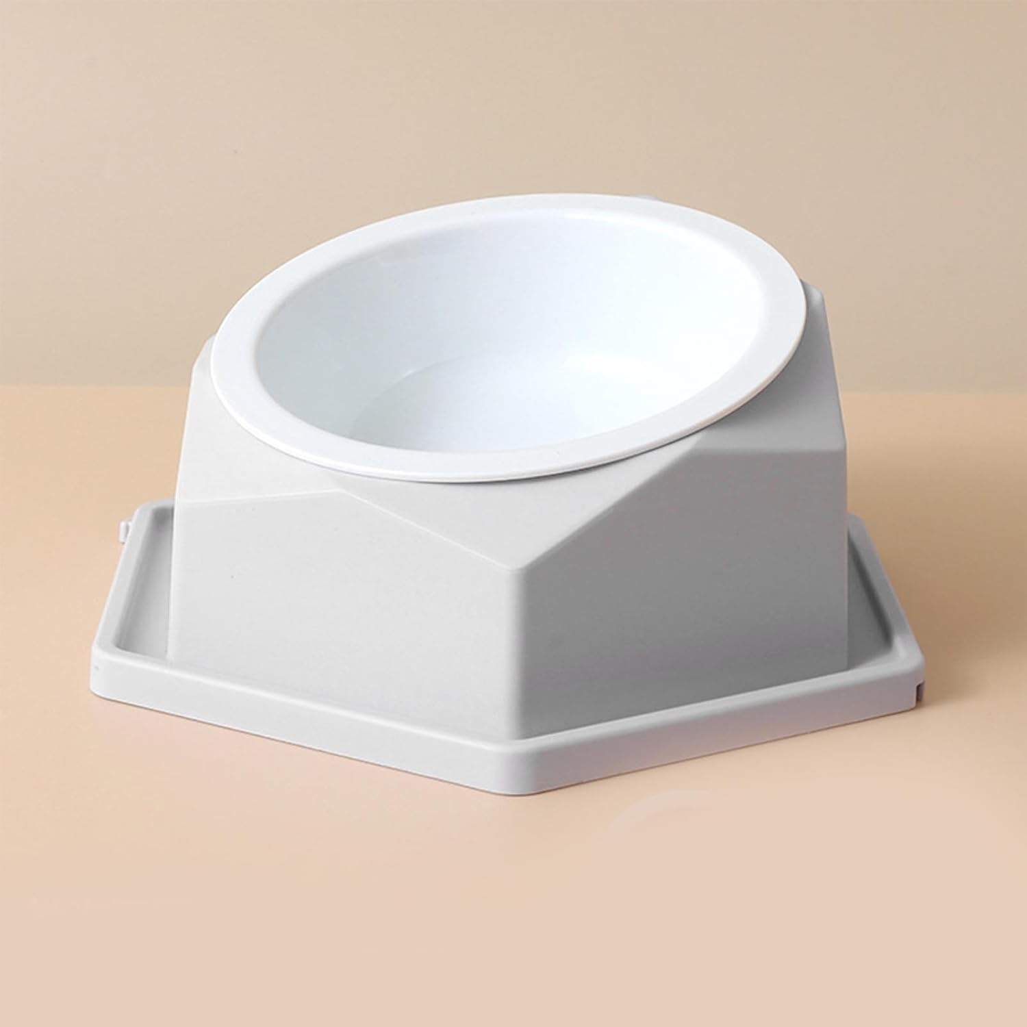 Basics Pet Food Bowl, Raised Cats Bowl Plastic Tilted Elevated Spill Proof Hexagonal Pet Food Bowl, Pet Feeder Bowls for Puppy Medium Dogs Cats /286 (Color : Gray) - Yellow image number 4