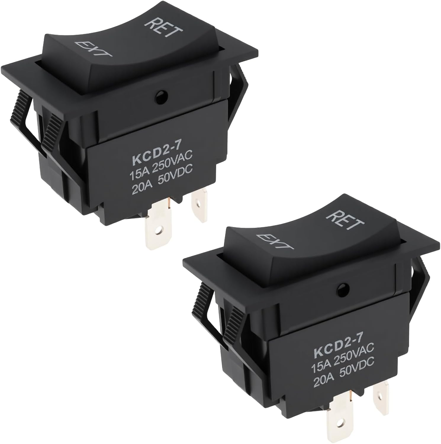 2Pcs 4Pin Momentary RV Jack Rocker Switch KCD2-7 15A 250V for Tongue Jack Retract Extend image number 3