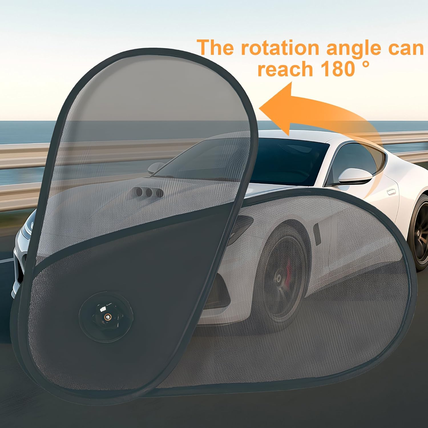 2 Pack Rotatable Car Window Shade for Baby & Driver - Adjustable Mesh Sun Blocker with Easy Suction Cup Installation, Universal Fit for Side Windows & Windshield Sun Protection image number 5