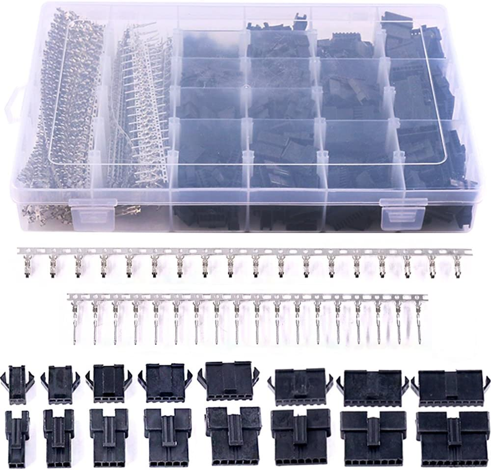 Glarks 700Pcs 2.54Mm Pitch 1/2/3/4/5/6/7/8 Plug Dupont Connector Housing Male/Female Pin Connector with 10 Wire Rainbow Color Flat Ribbon IDC Wire Cable Assortment Kit