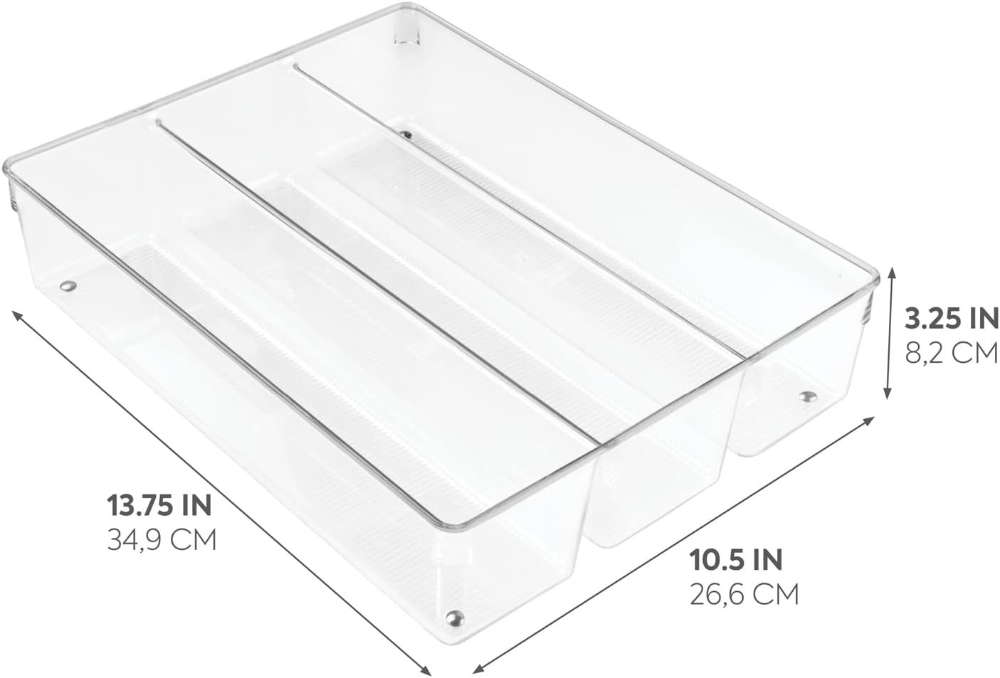 Interdesign Linus Kitchen Drawer Organizer for Silverware, Spatulas, Gadgets - 13.8" X 10.5" X 3", Clear (56330) image number 5