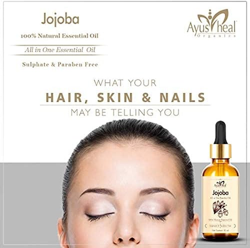 Ayusheal Jojoba Carrier Oil 30ML, for Acne Prone Skin, Hair Conditioning, 100% Pure, Cold Pressed Oil image number 3