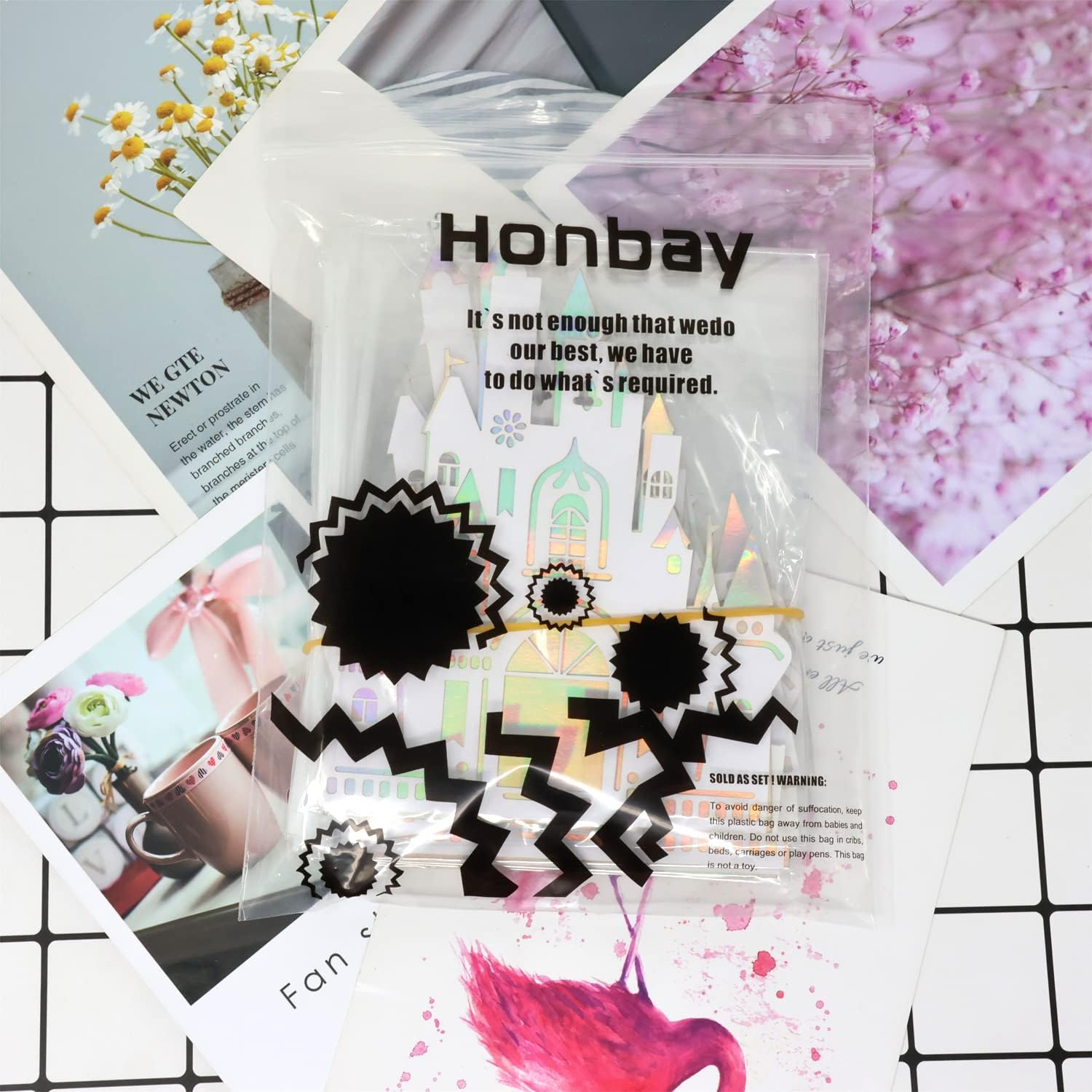 Honbay 10PCS Double Layer Paper Castle Cake Toppers Birthday Party Decoration for Anniversary Wedding Birthday Prince Theme Party image number 6