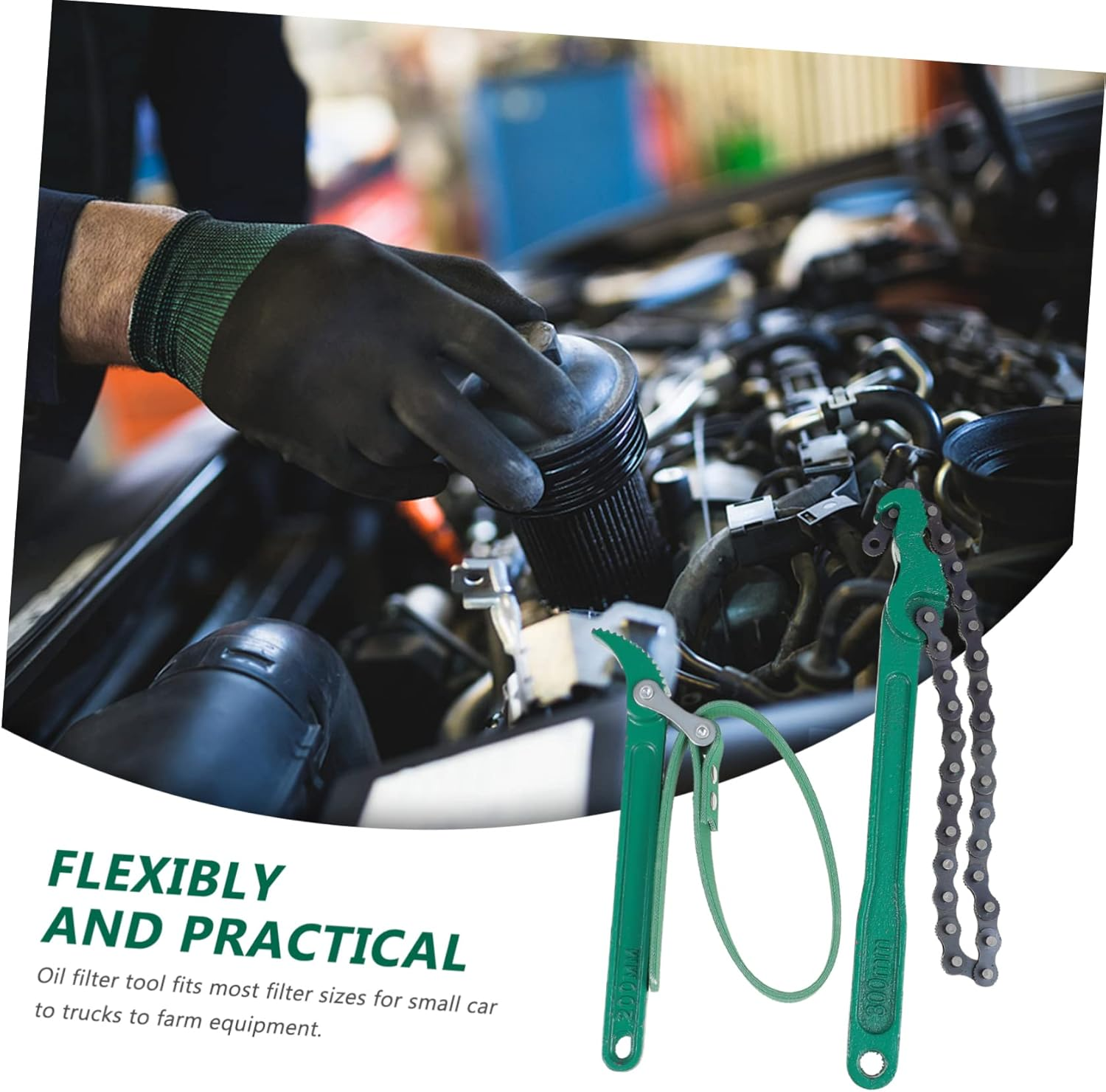 KALLORY Chain Filter Spanner and Oil Cleaner Wrench 2Pcs Set Carbon Steel Maintenance Removal Tools for Automotive Oil Filter Repair and Replacement image number 4