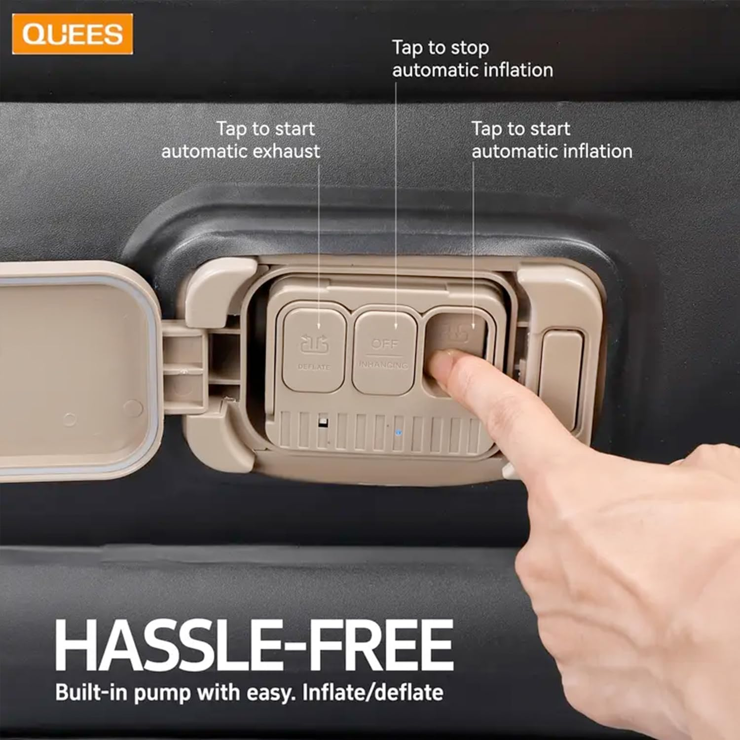 Quintin Air Queen Size Mattress Air Bed Queen with Built in Pump, Foldable Portable Inflatable Mattress, 500Kg Weight Capacity Blow up Air-Mattress Suitable for Guests, Indoors and Camping (Black) image number 1