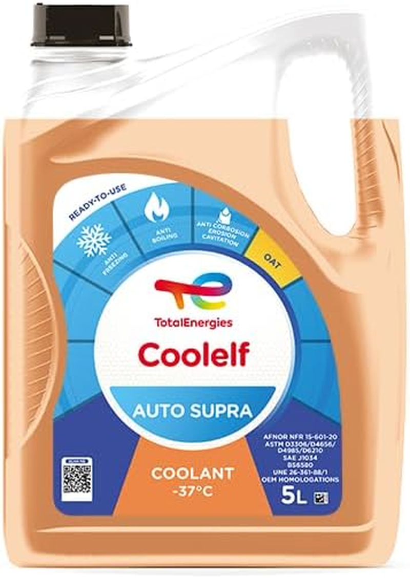Totalenergies Coolelf Auto Supra -37&deg;C 5L - Pre-Mixed Coolant for All Vehicle Types | OEM Approved | Ready-To-Use Antifreeze | Long-Life Organic Technology (Oat) image number 2