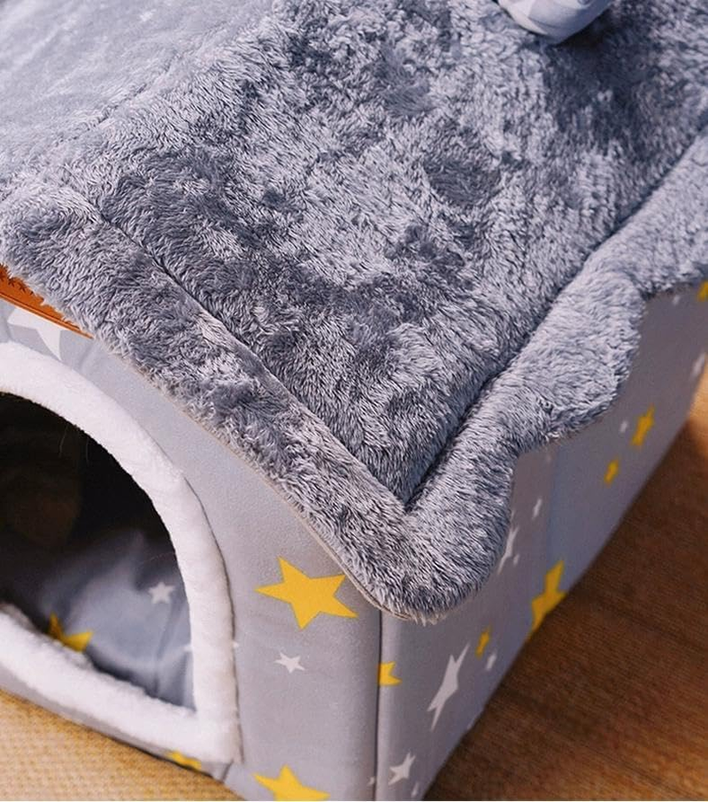Scnbom Dog House Indoor Puppy Cave Cat Nest Kennel Pet Bed Portable Memory Sponge Foldable Houses with Cushion (Grey, S:Size Fits 3.5Kg/8Lbs (Pets)) image number 6
