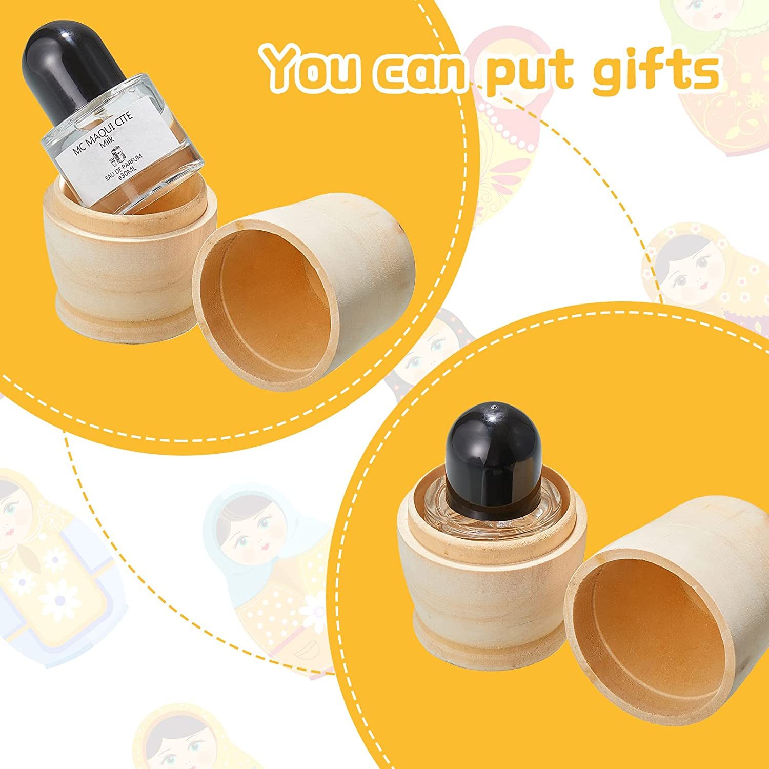 2 Sets Unpainted Nesting Dolls Blank Russian Nesting Dolls Personalize Create Your Own Christmas Russian Doll Wooden Matryoshka DIY Dolls Kit for Kids image number 5