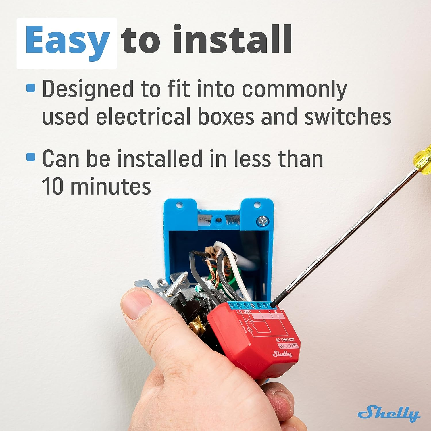 Shelly plus 1PM | Wifi & Bluetooth Smart Relay Switch with Power Measurement | Home Automation | Alexa & Google Home Compatible | No Hub Required | Wireless Lighting Control (4 Pack) image number 2