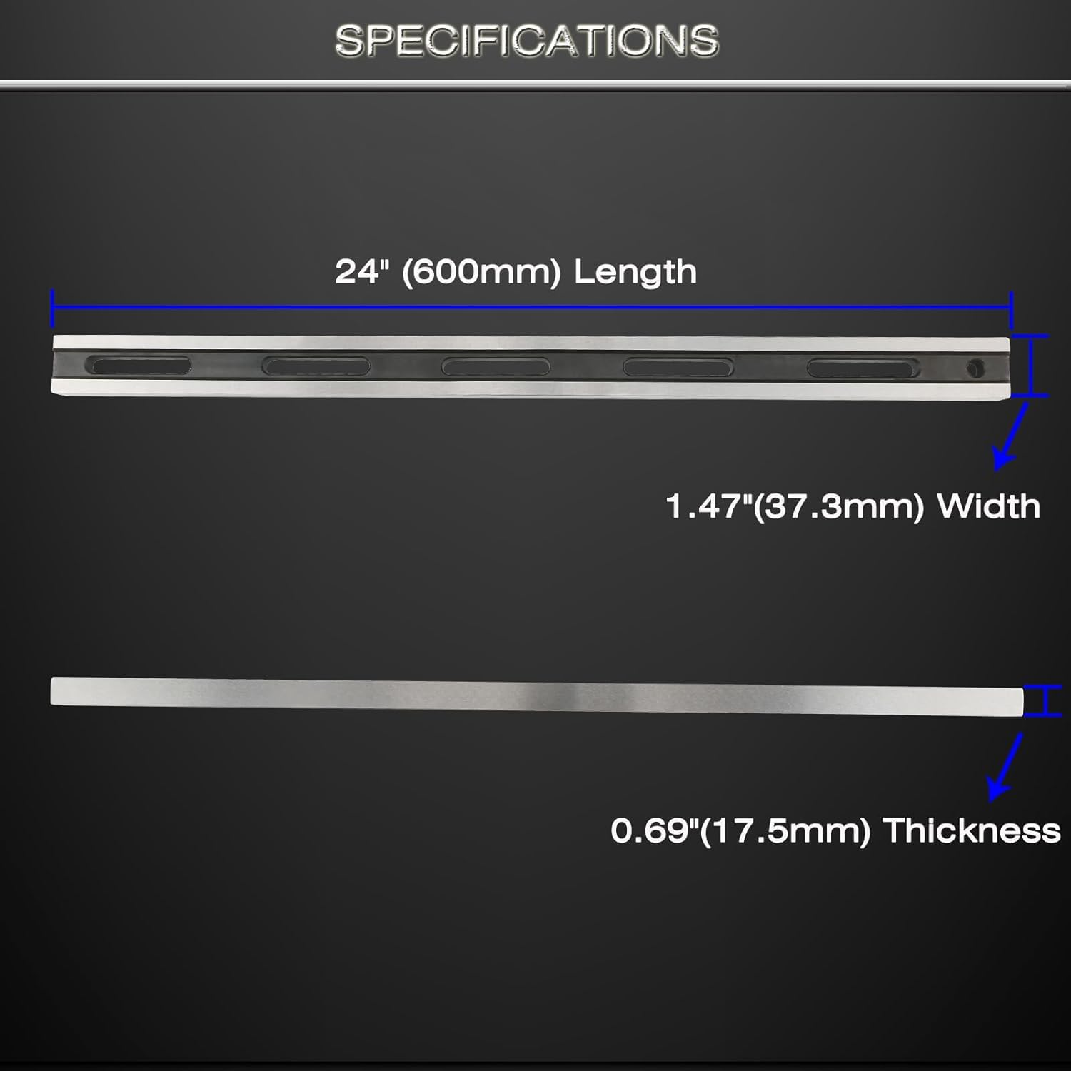 24" Automotive Engine Cylinder Flush Measurement Gauge, Straight Ruler for Cylinder Head, Free Feeler Gauge for Inspecting Cylinder Head and Engine Block image number 1