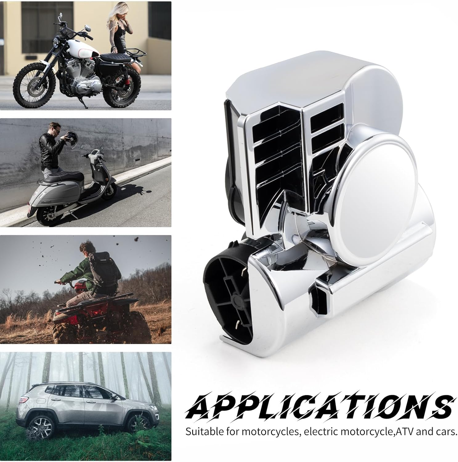 FARBIN Air Horn for Cars Trucks Motorcycle with Horn Cover Silver 12V 150DB Train Sound Car Horn Kit Super Loud Horn for Motorbike Truck Boat Pickup (12V, Silver Shell) image number 5