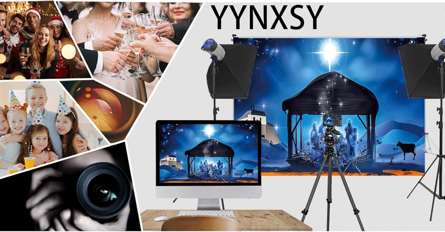YYNXSY 7X5FT Fabric Nativity Scene Backdrop Christmas Star Night Star of Bethlehem over Desert Birth of Jesus Background Christmas Nativity Decorations Religious Belief Bible Story Photo YY-3904 image number 3