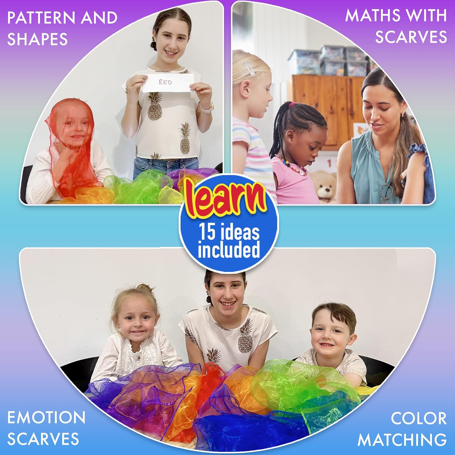 Play Scarves for Kids, Juggling Scarves and Dancing Scarves for Toddlers and Kids. image number 5