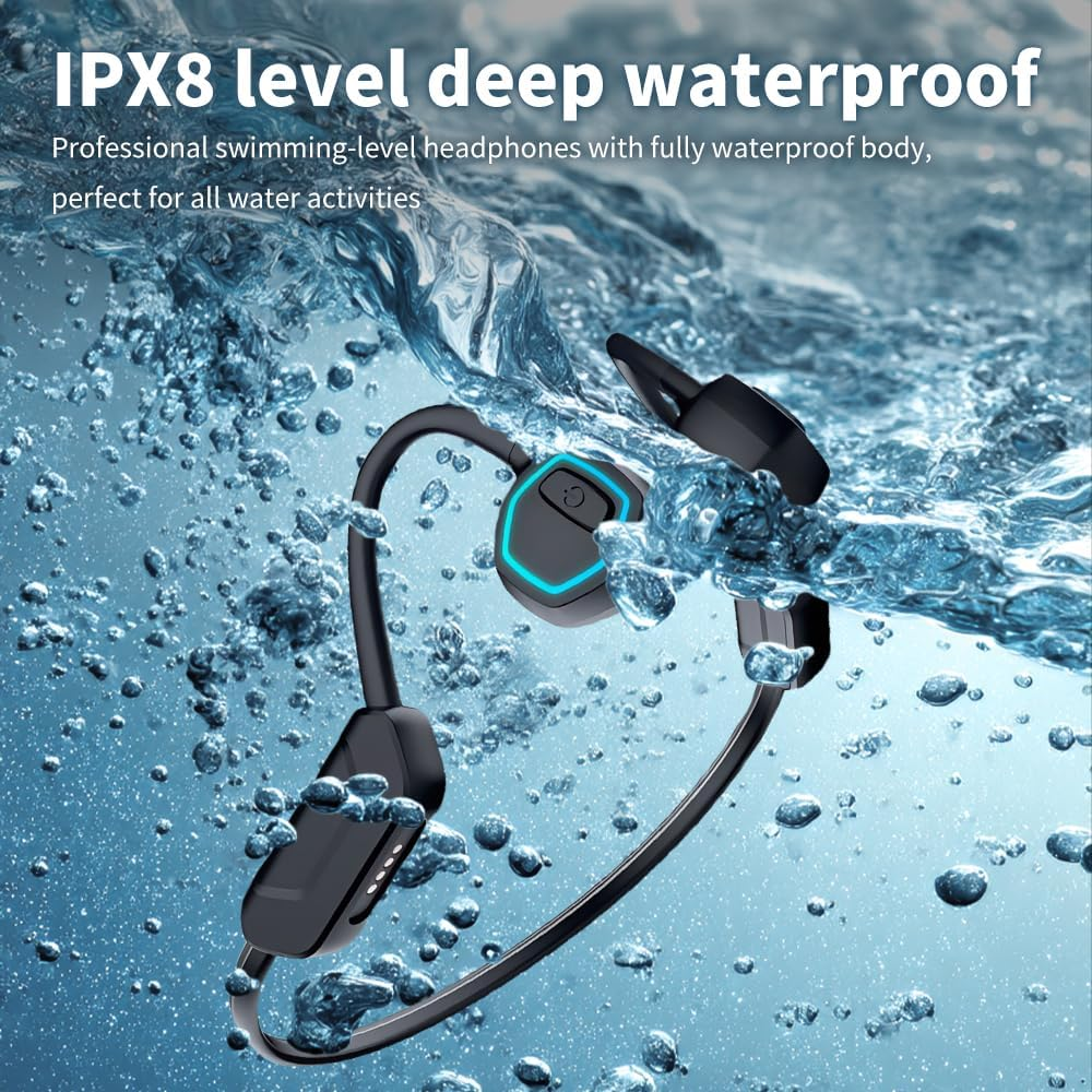 Bone Conduction Headphone, 32GB Memory Bluetooth Swimming Earphone with Luminous Breathing Lamp IPX8 Waterproof Headphone for Swimming, Running, Riding image number 4