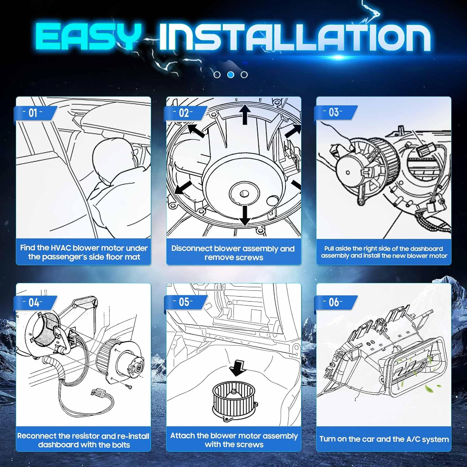Front Air Conditioning HVAC Blower Motor Fan for Honda 2009 2010 2011 2012 2013 2014 FIT Replaces 700247 79310-TF0-G01 615-50209 79310TF0G01 AC Heated Fan Blower Motor image number 1