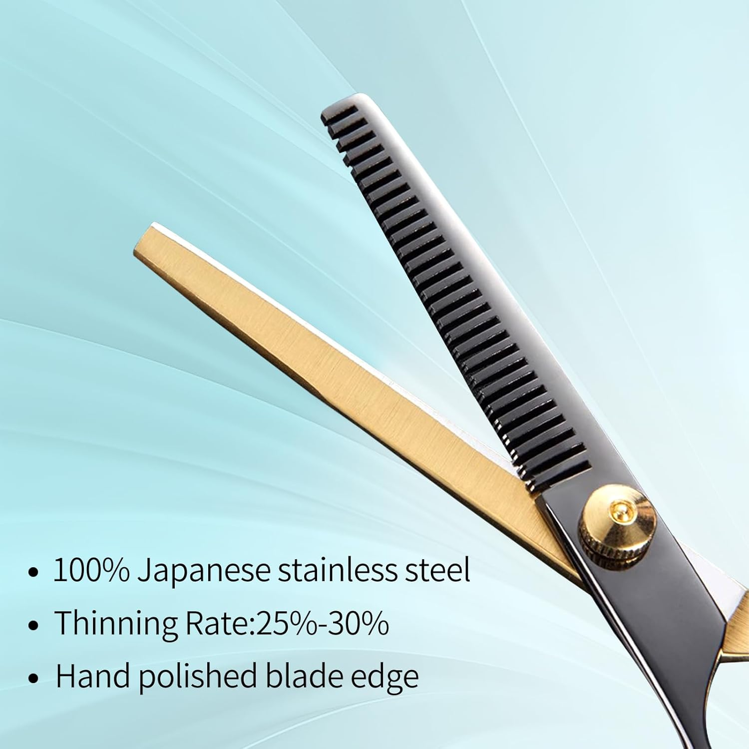 Vivva Hair Cutting Scissors Kits, 9Pcs Stainless Steel Hairdressing Shears Set Professional Thinning Scissors for Barber/Salon/Home/Men/Women/Kids/Adults Shear Sets (Black&Gold) - Blue image number 7