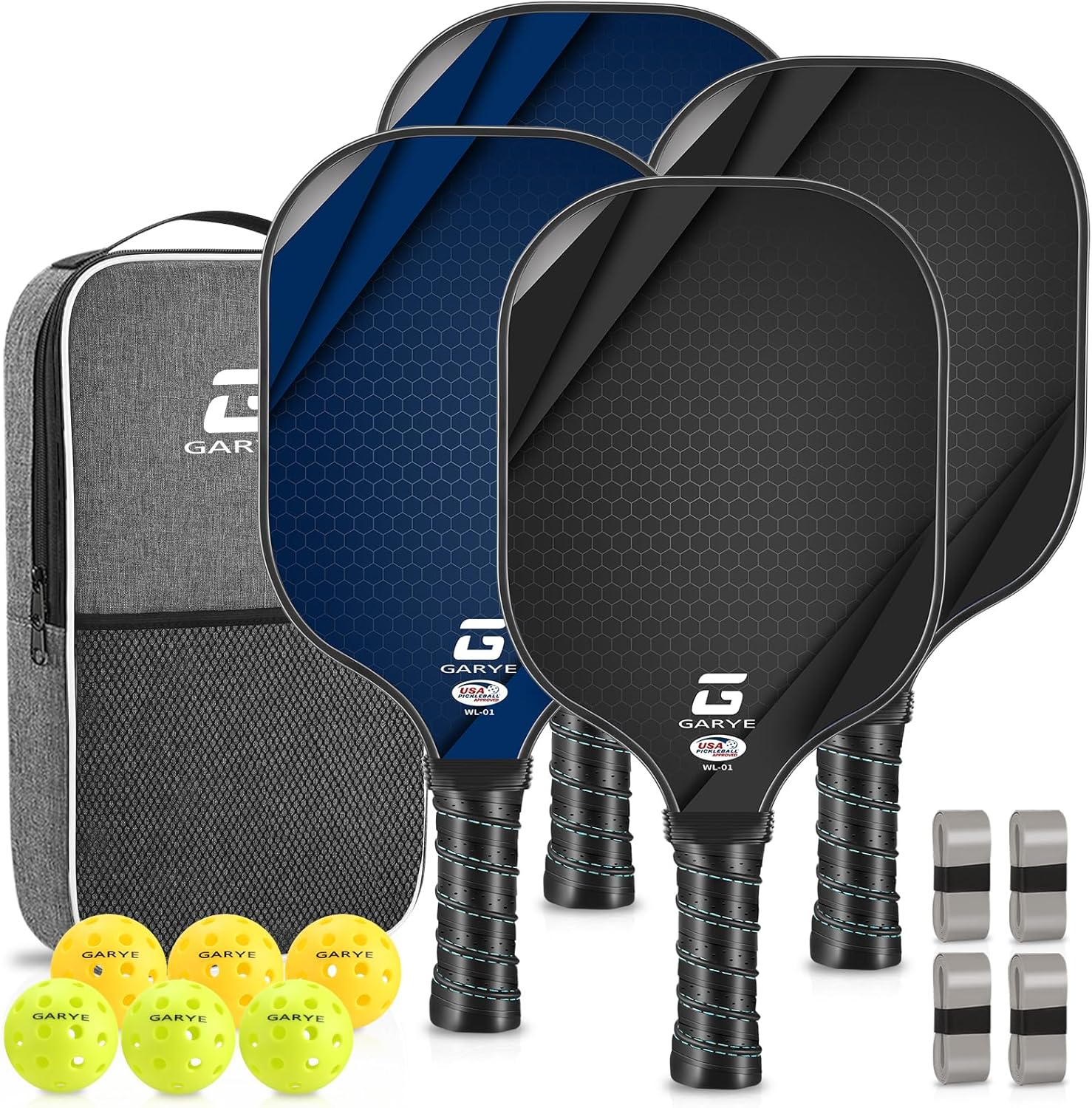 GARYE Pickleball Paddles, 16MM T700 Raw Carbon Fiber Pickle Ball Paddle That Has Great Grit & Spin, USAPA Approved Thermoformed Pickleball Rackets with Power and Control, 2 Grip Tapes 1 Cover image number 1