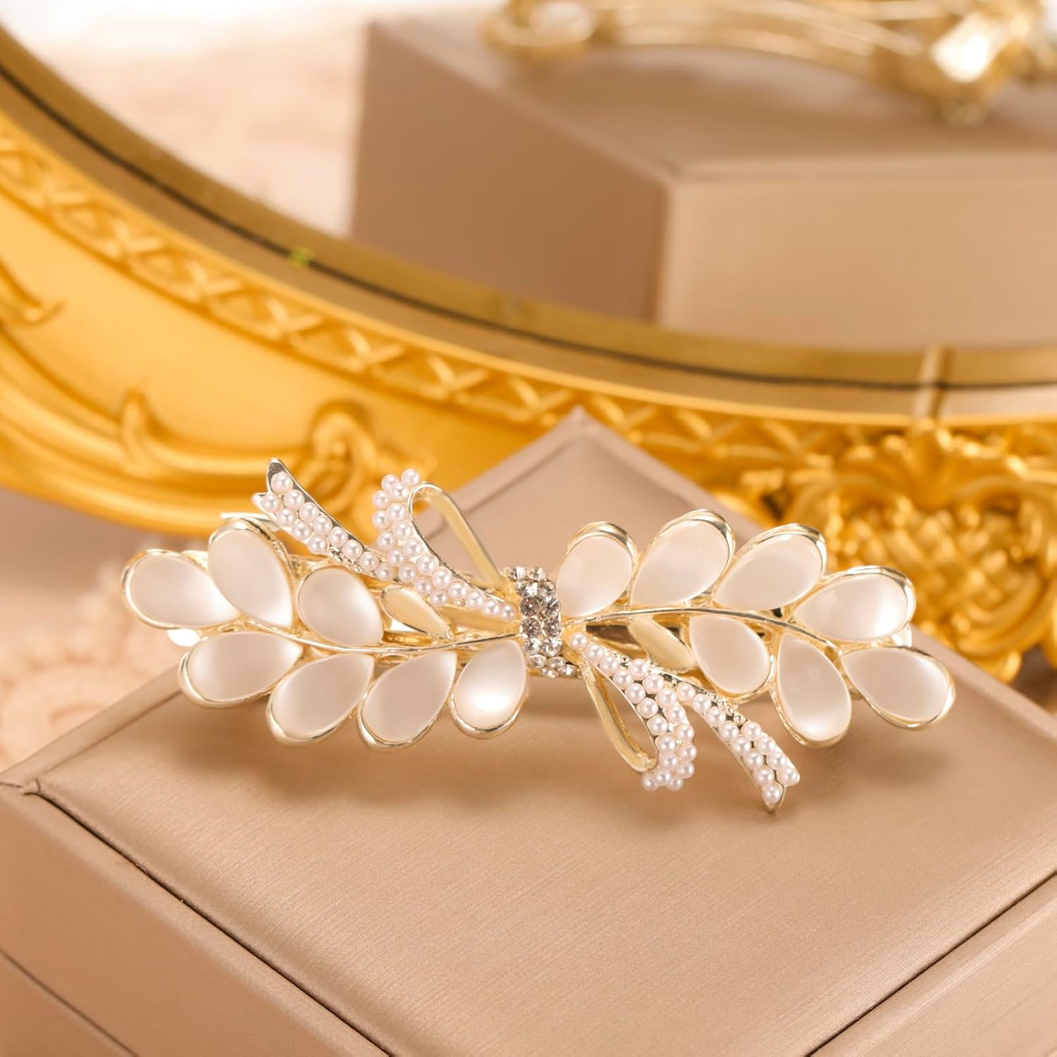 KKJOY Elegant Wisteria Hair Clips Barrettes Hand Crafted Spring Clip Metal Headpieces Wedding Bridal Hair Accessories for Women Charming Ladies