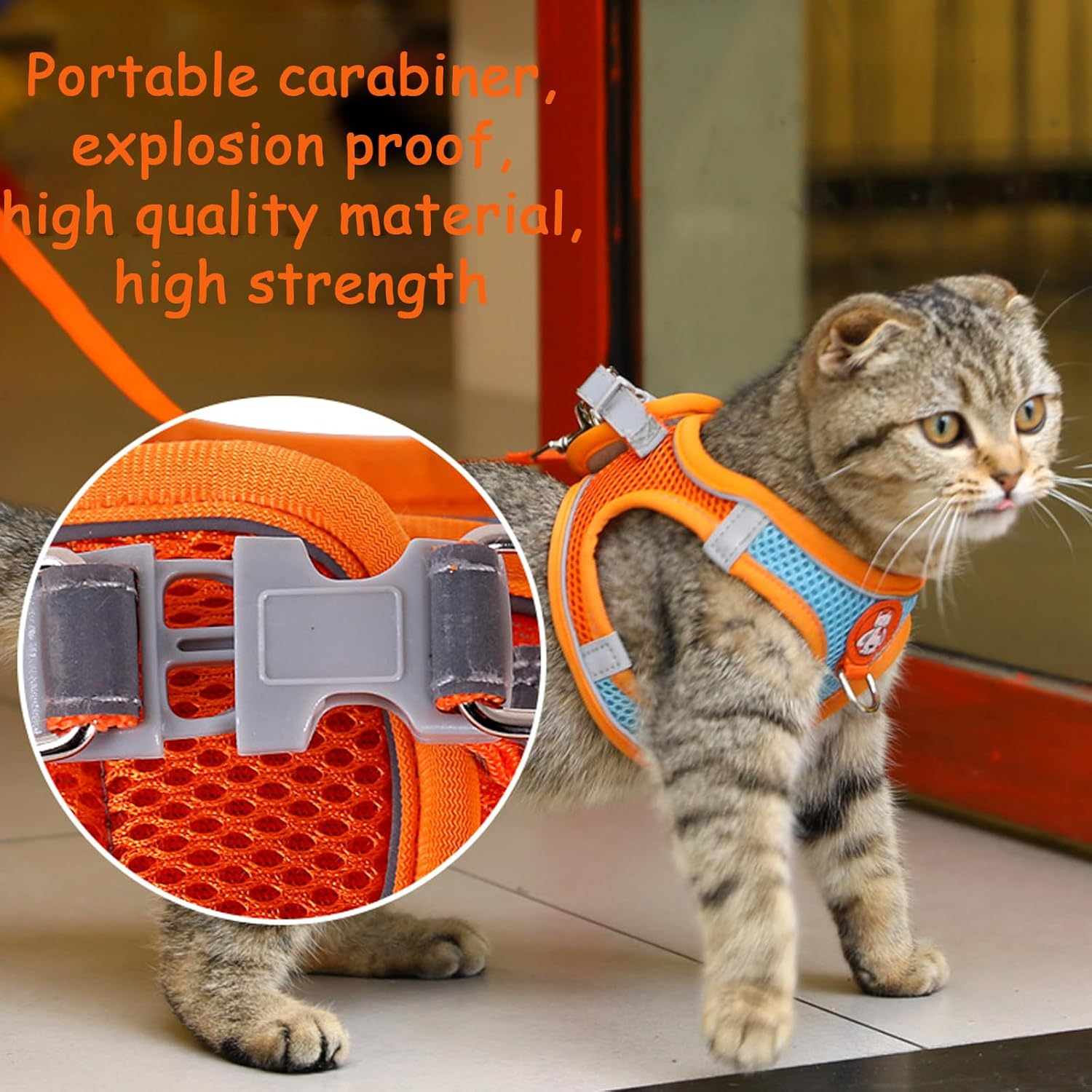 BSITSSS Cat Harness with Lead for Cats, Cat Lead with Harness for Cats Harness, Cat Harness with Reflective Strips, Cat Harness for Large and Small Cats