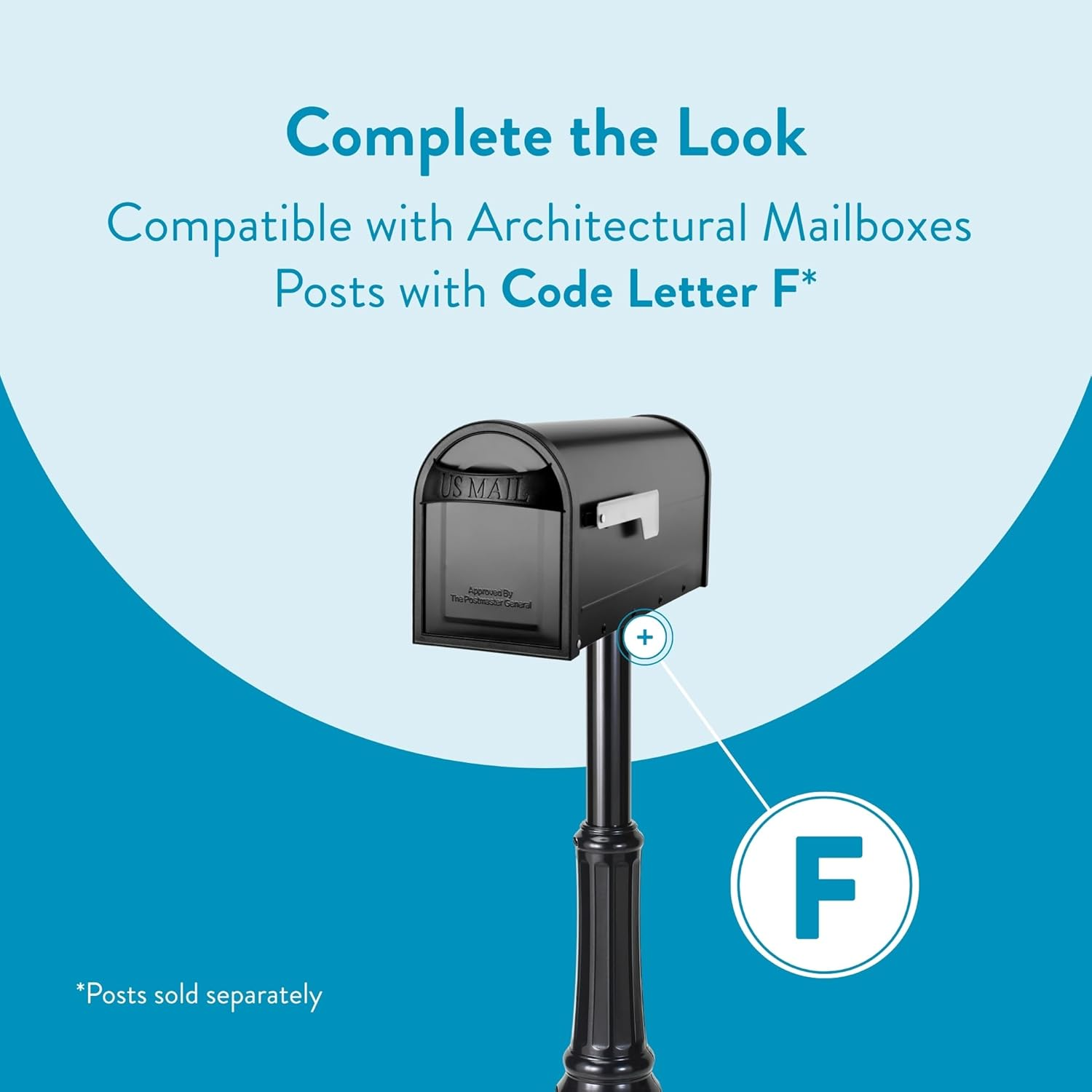 Architectural Mailboxes 8760B-10 Carlisle Postmount Mailbox, Medium, Black image number 1