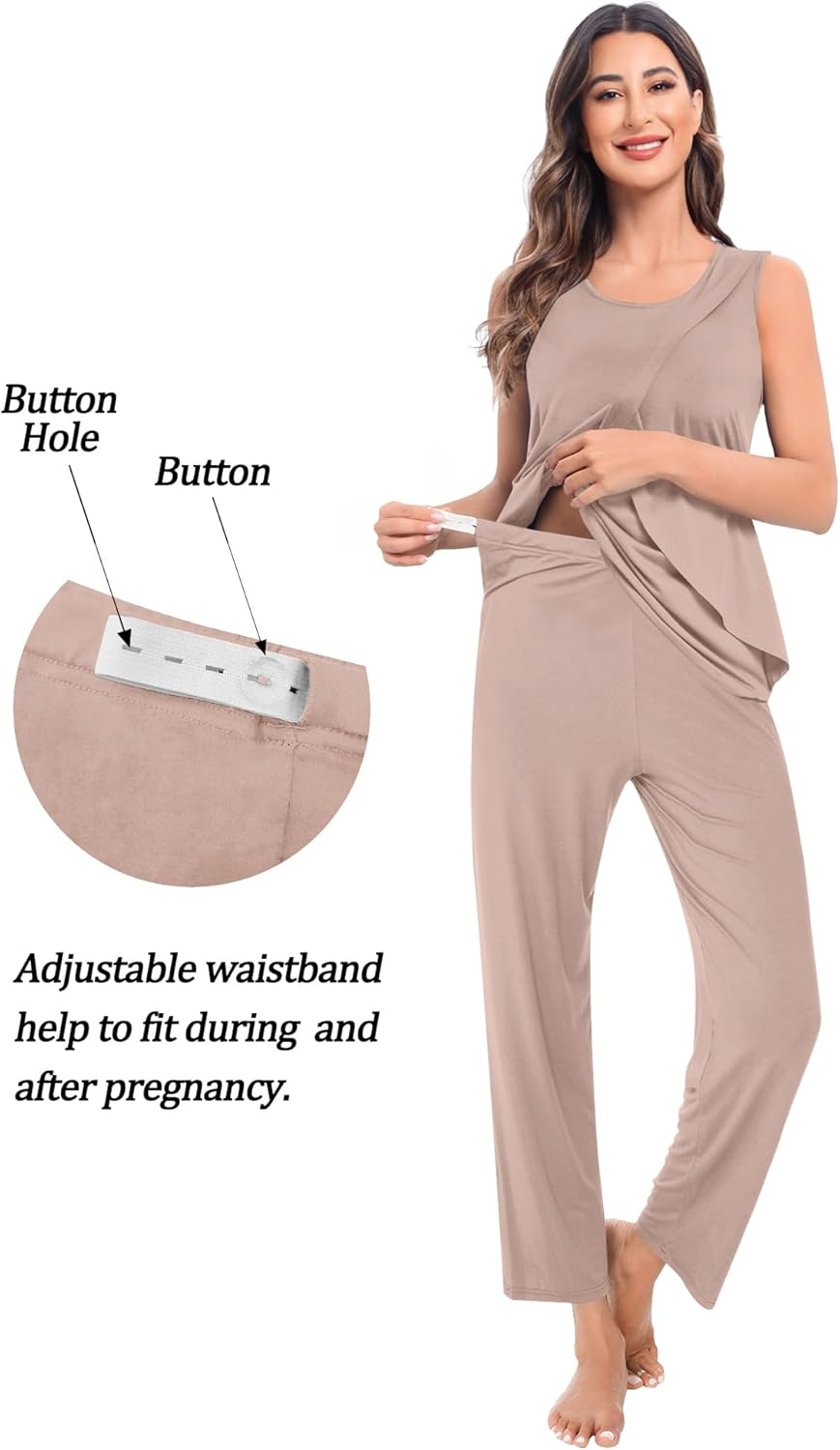 SWOMOG Maternity Nursing Robe Set 3 PCS Postpartum Breastfeeding Pajamas Hospital Pregnancy Pjs Double Layer Lounge Set image number 1