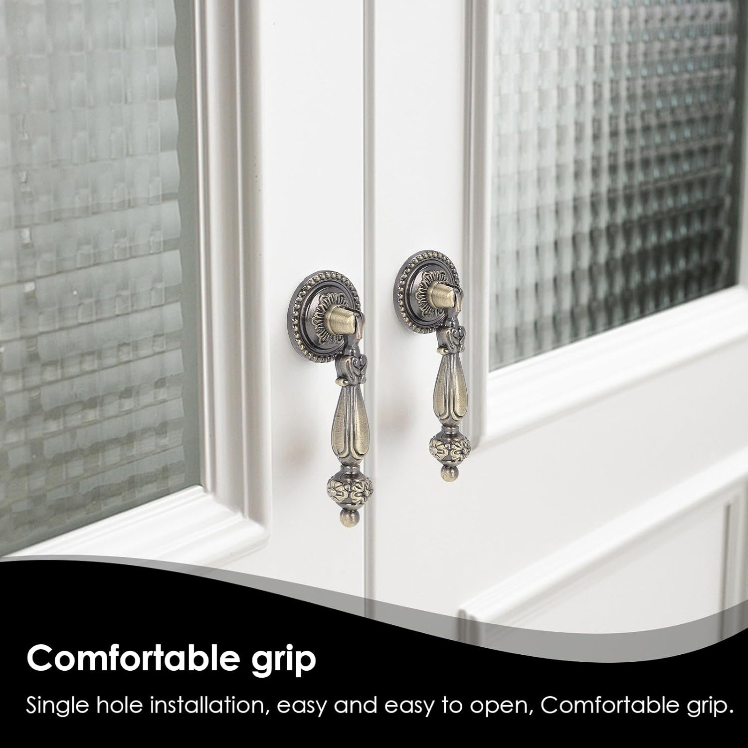 Chris.W 4 Pack Antique Bronze Cabinet Pull Handles &ndash; Vintage Tear Drop Drawer Knobs, Decorative Metal Pulls for Dresser, Cupboard, Closet, Furniture(Screws Included) image number 4