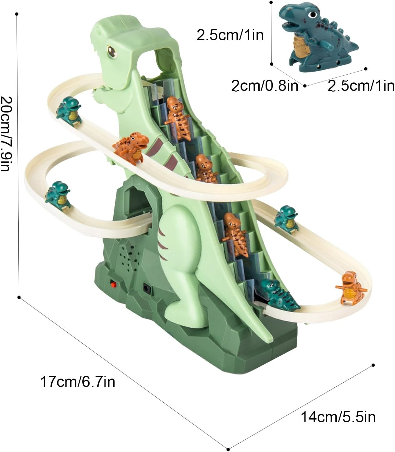 Electric Dinosaur Climbing Stairs Toy for Kids - Dinosaur Stair Climber & Race Track Game, Fun Slide Roller Coaster, Children'S Birthday Gift image number 4
