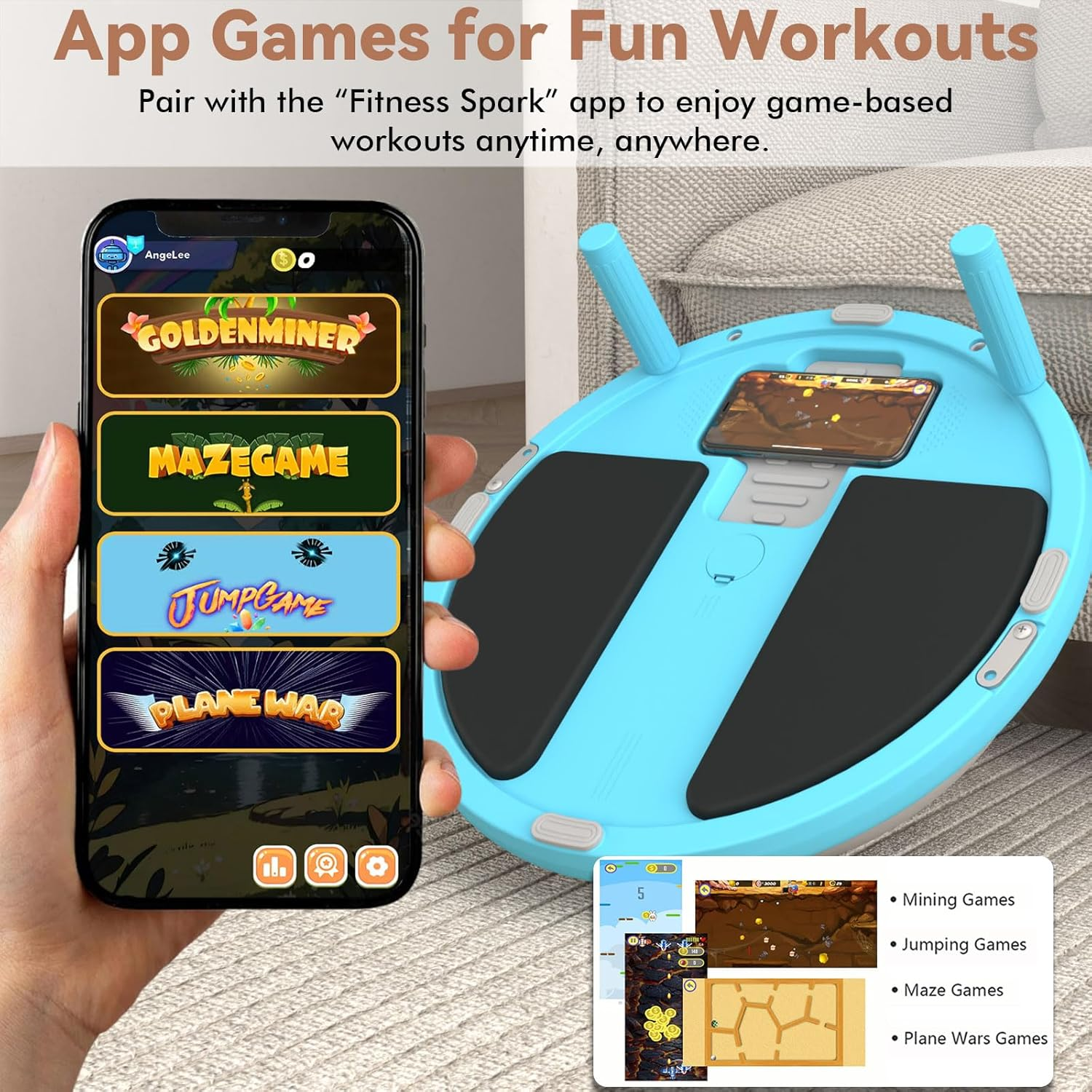 2-In-1 Half Balance Ball Trainer with App & Games, Exercise Balls Half Yoga Ball with Plank Board, Resistance Bands, Pump, Core Strength & Stability Workout Equipment for Home Gym, Pilates, Rehab image number 2