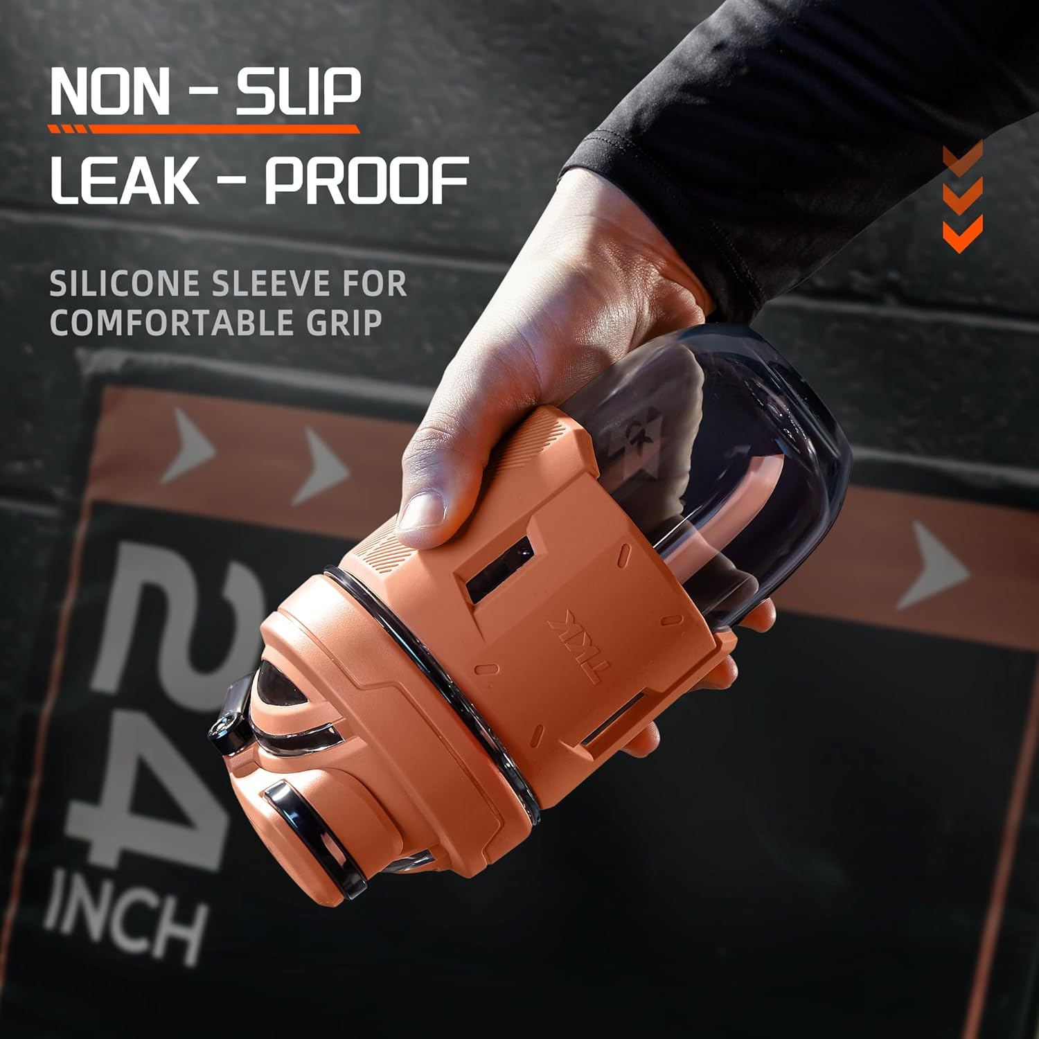 TKK 24Oz Protein Shaker Bottle with Blending Ball, BPA Free Tritan Plastic, Leak-Proof, One-Touch Lid, Non-Slip Grip, Sports & Fitness Use